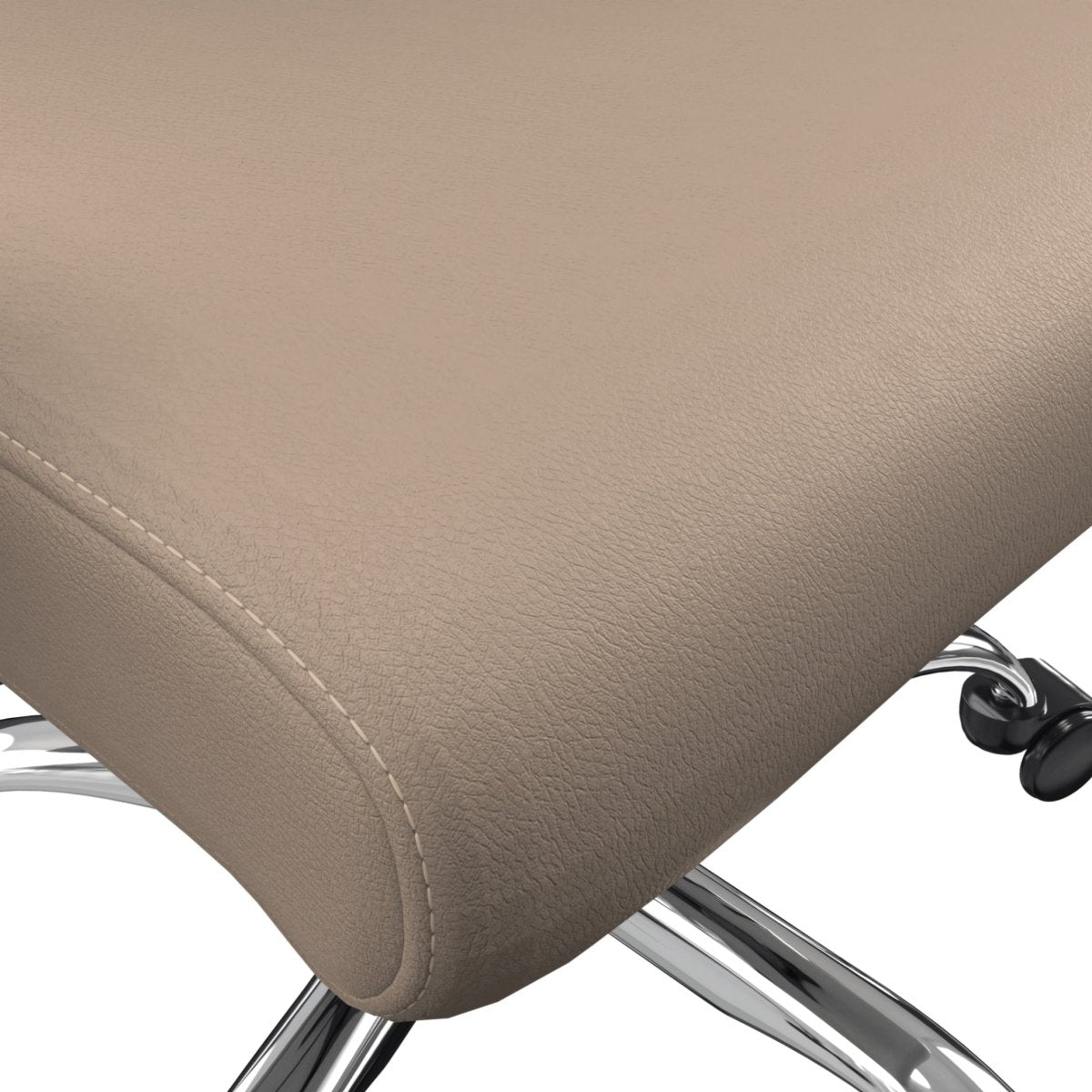 Evander Modern Swivel Office Chair in Leather with Adjustable Height and Silver Frame Taupe Office Chair Leisuremod