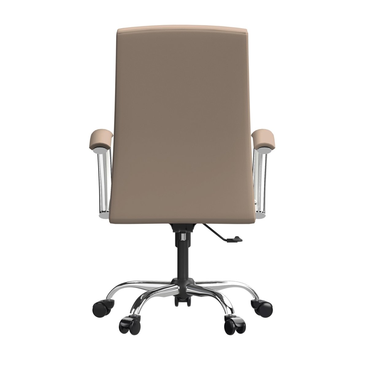 Evander Modern Swivel Office Chair in Leather with Adjustable Height and Silver Frame Taupe Office Chair Leisuremod