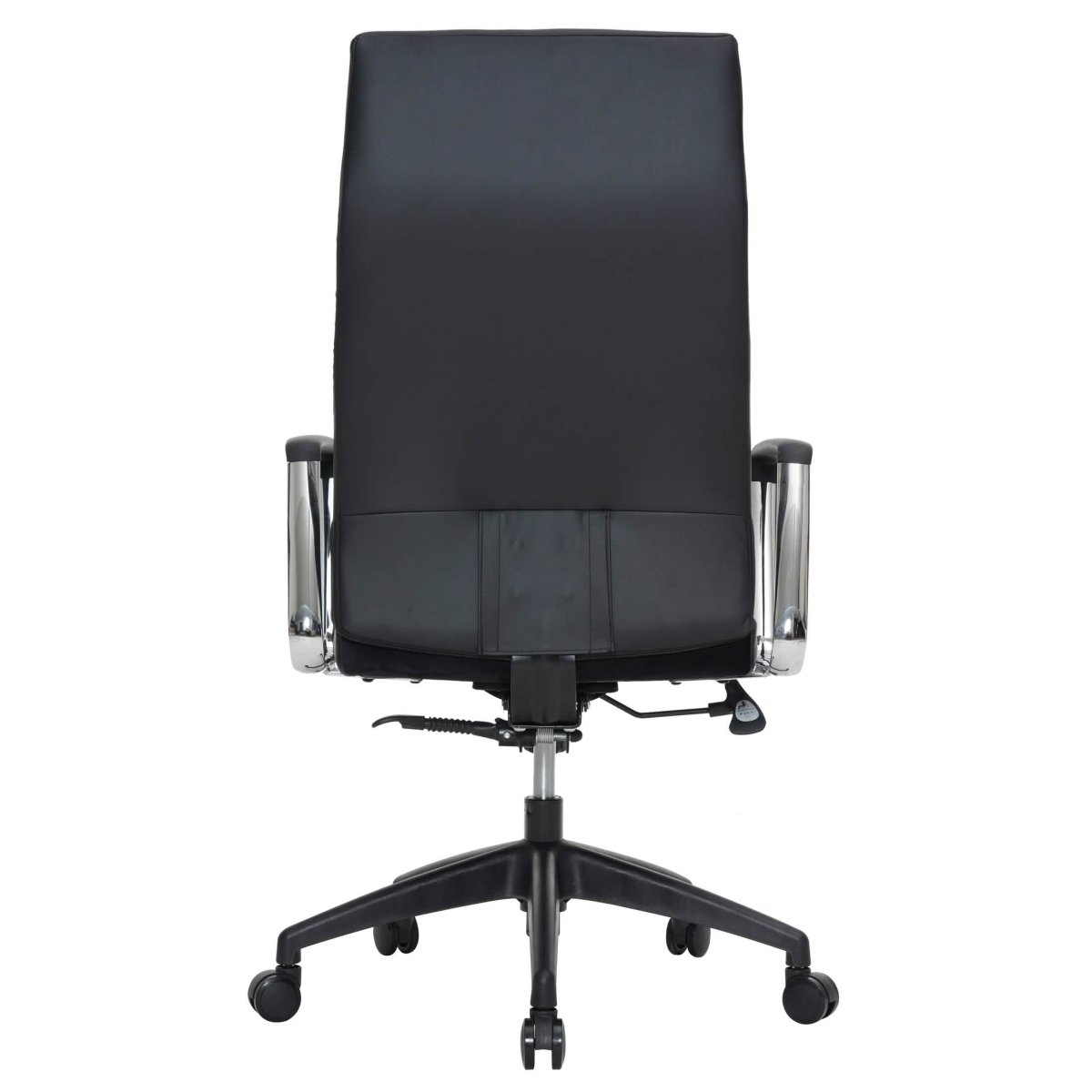 Hilton High-Back Leather Office Chair Adjustable Seat Height in Nylon Black Office Chair Leisuremod
