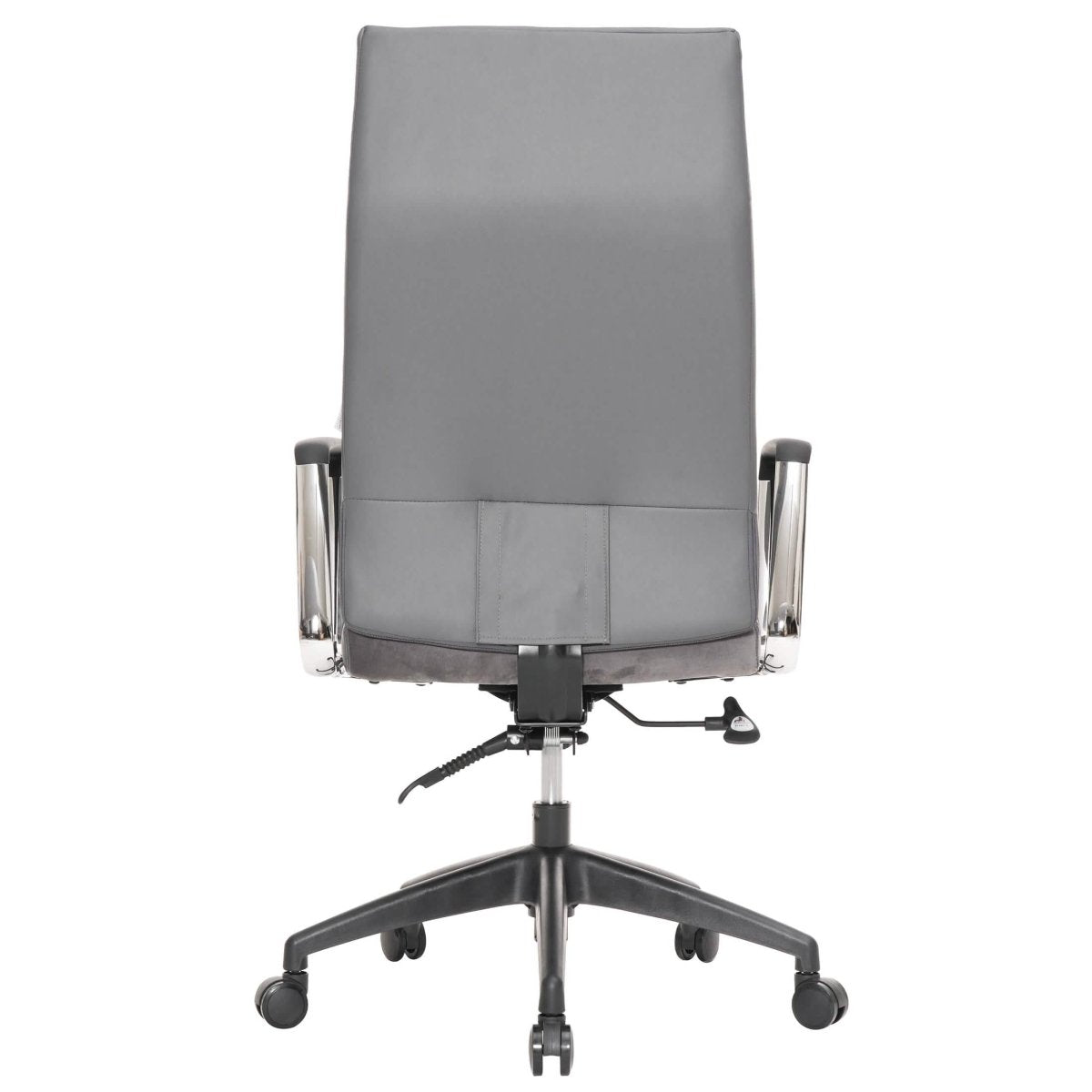 Hilton High-Back Leather Office Chair Adjustable Seat Height in Nylon Grey Office Chair Leisuremod