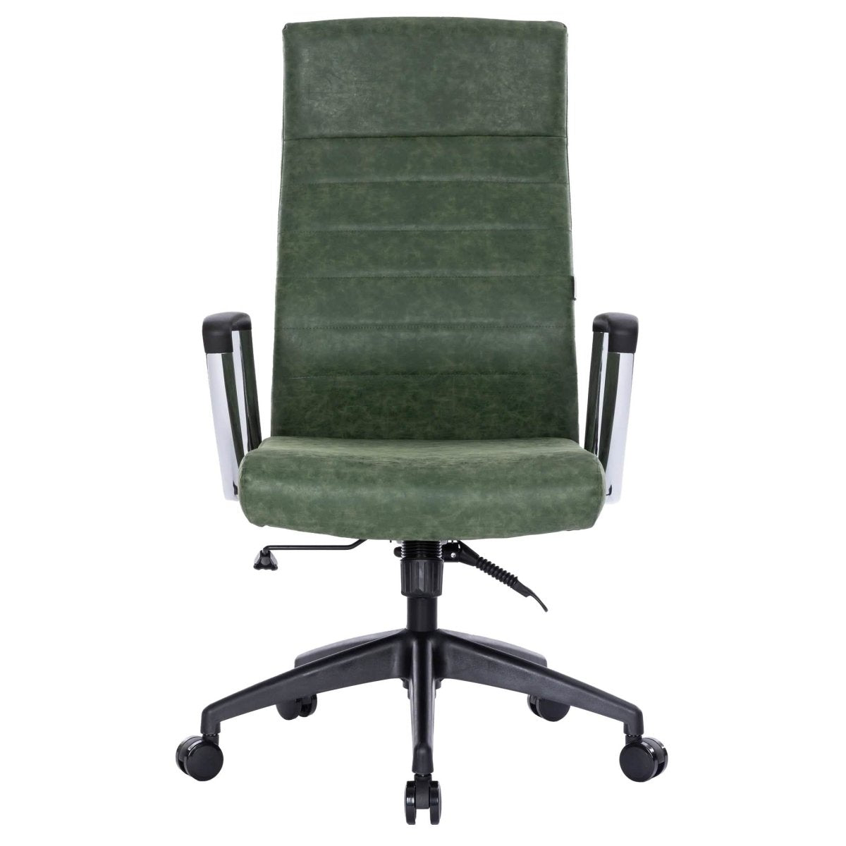 Hilton High-Back Leather Office Chair Adjustable Seat Height in Nylon Green Office Chair Leisuremod