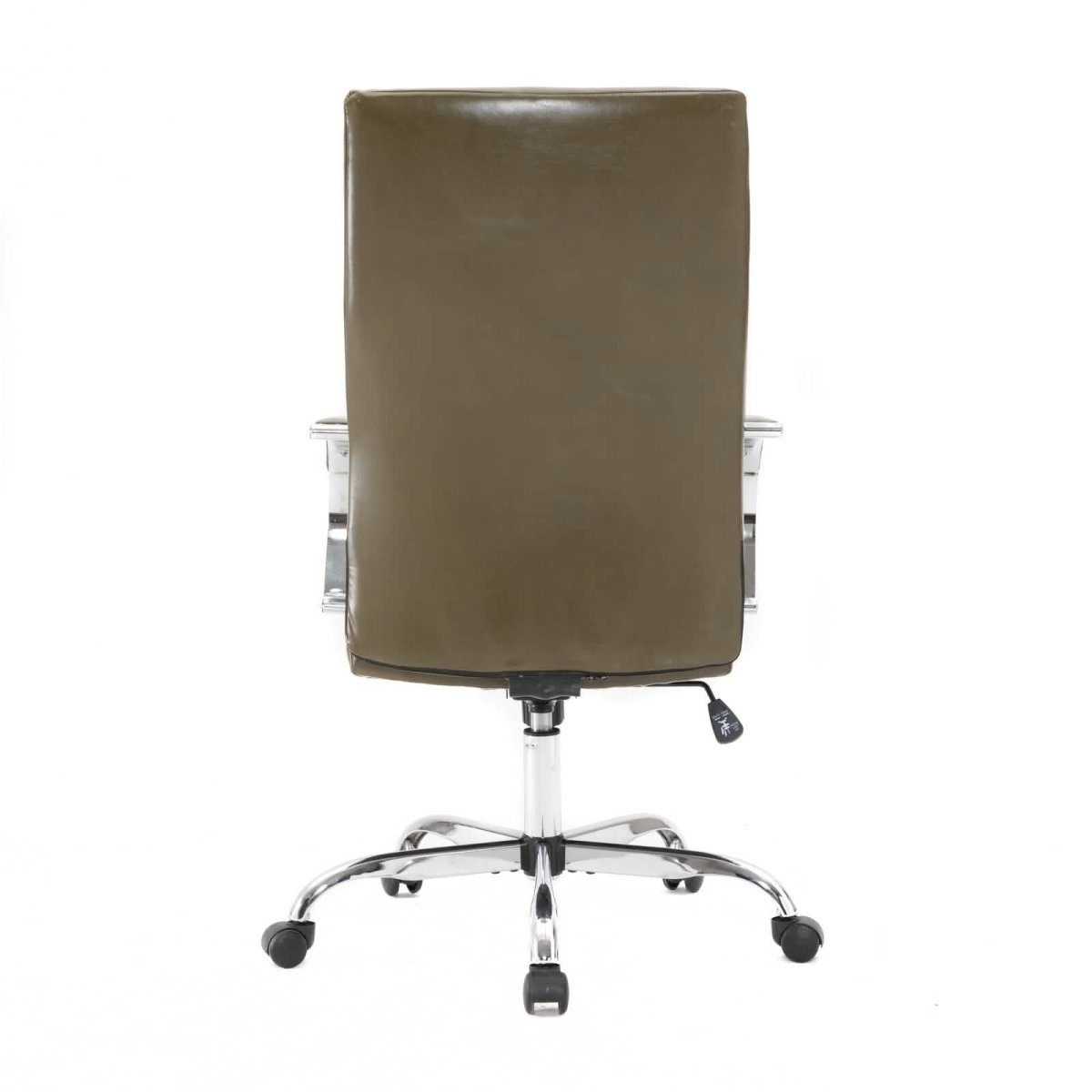 Sonora High-Back Leather Office Chair in Chrome Steel Base Olive Green Office Chair Leisuremod