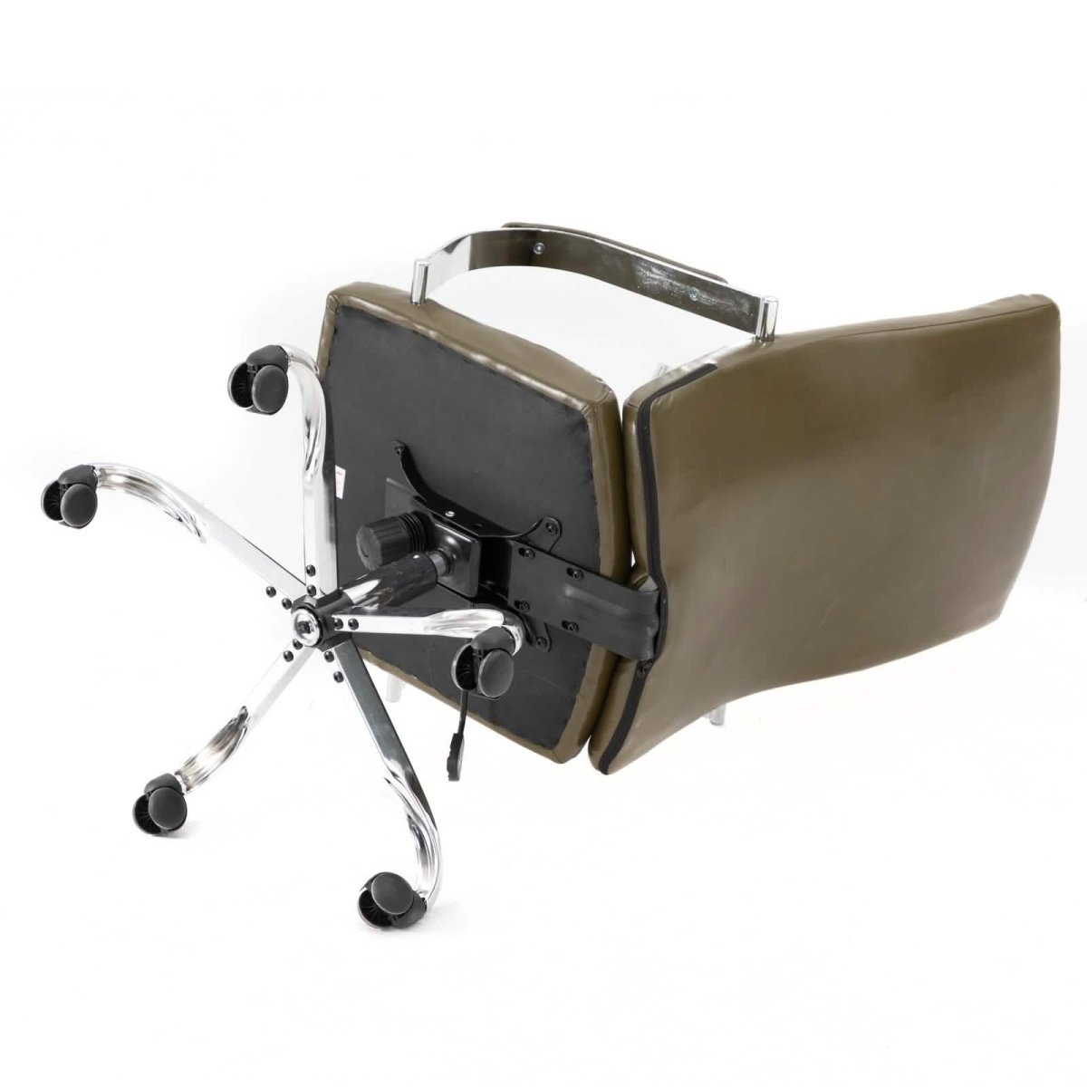 Sonora High-Back Leather Office Chair in Chrome Steel Base Olive Green Office Chair Leisuremod