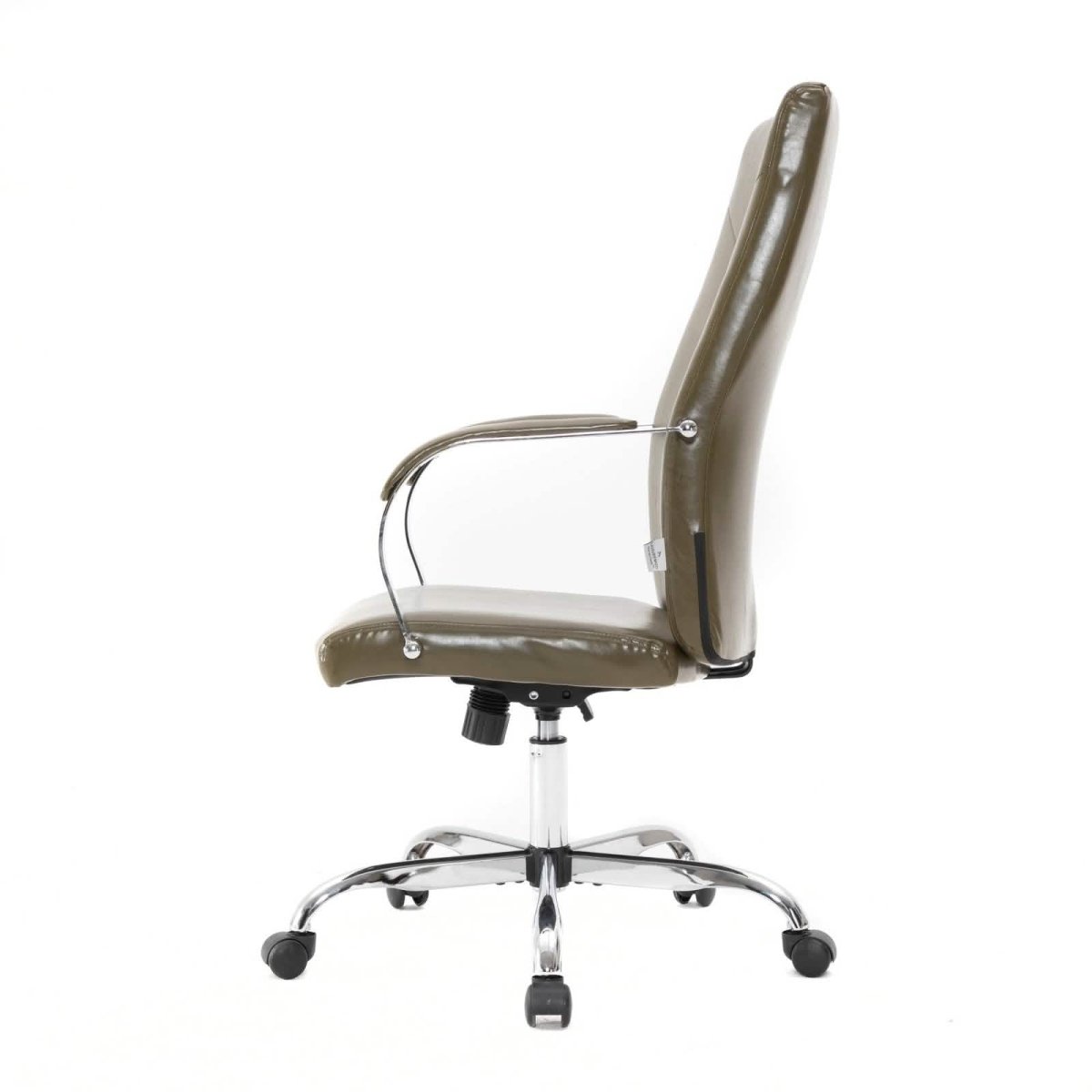 Sonora High-Back Leather Office Chair in Chrome Steel Base Olive Green Office Chair Leisuremod