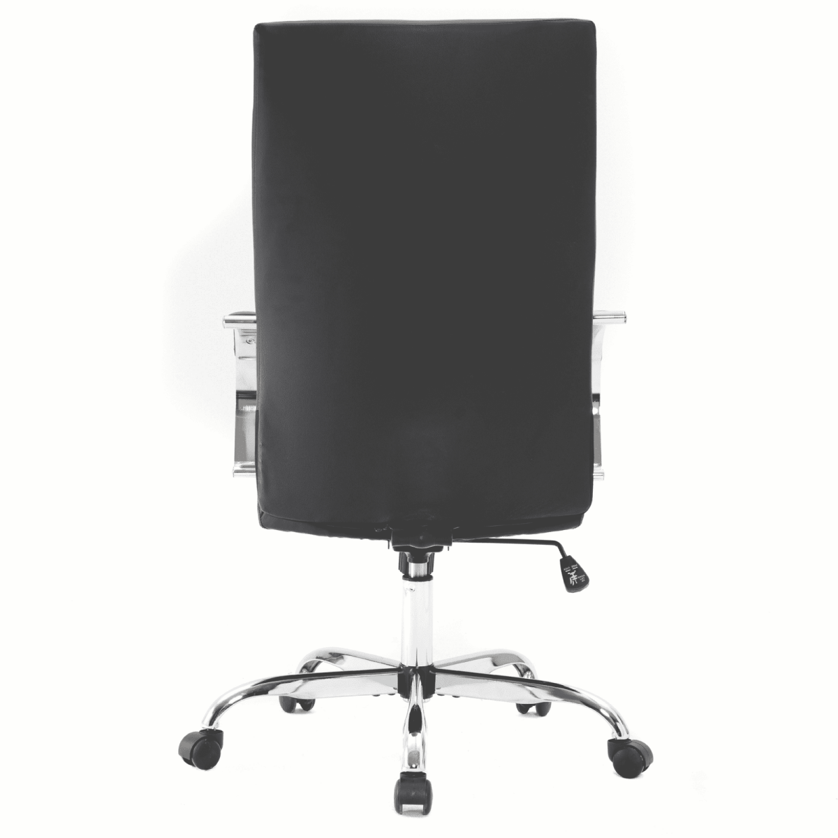 Sonora High-Back Leather Office Chair in Chrome Steel Base Black Office Chair Leisuremod