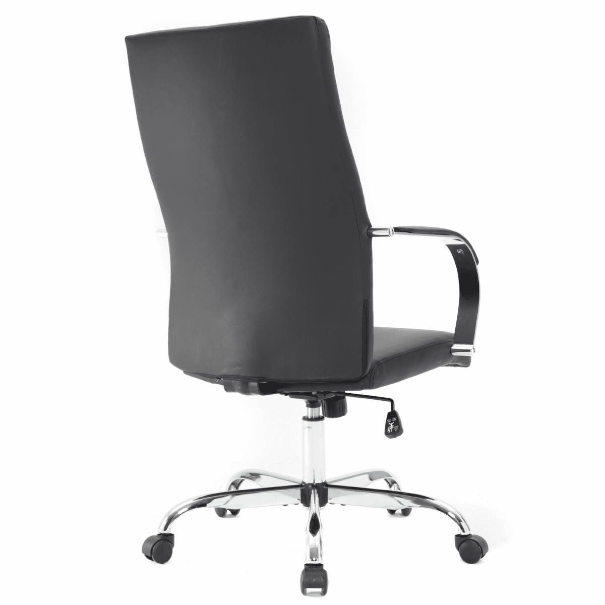 Sonora High-Back Leather Office Chair in Chrome Steel Base Black Office Chair Leisuremod