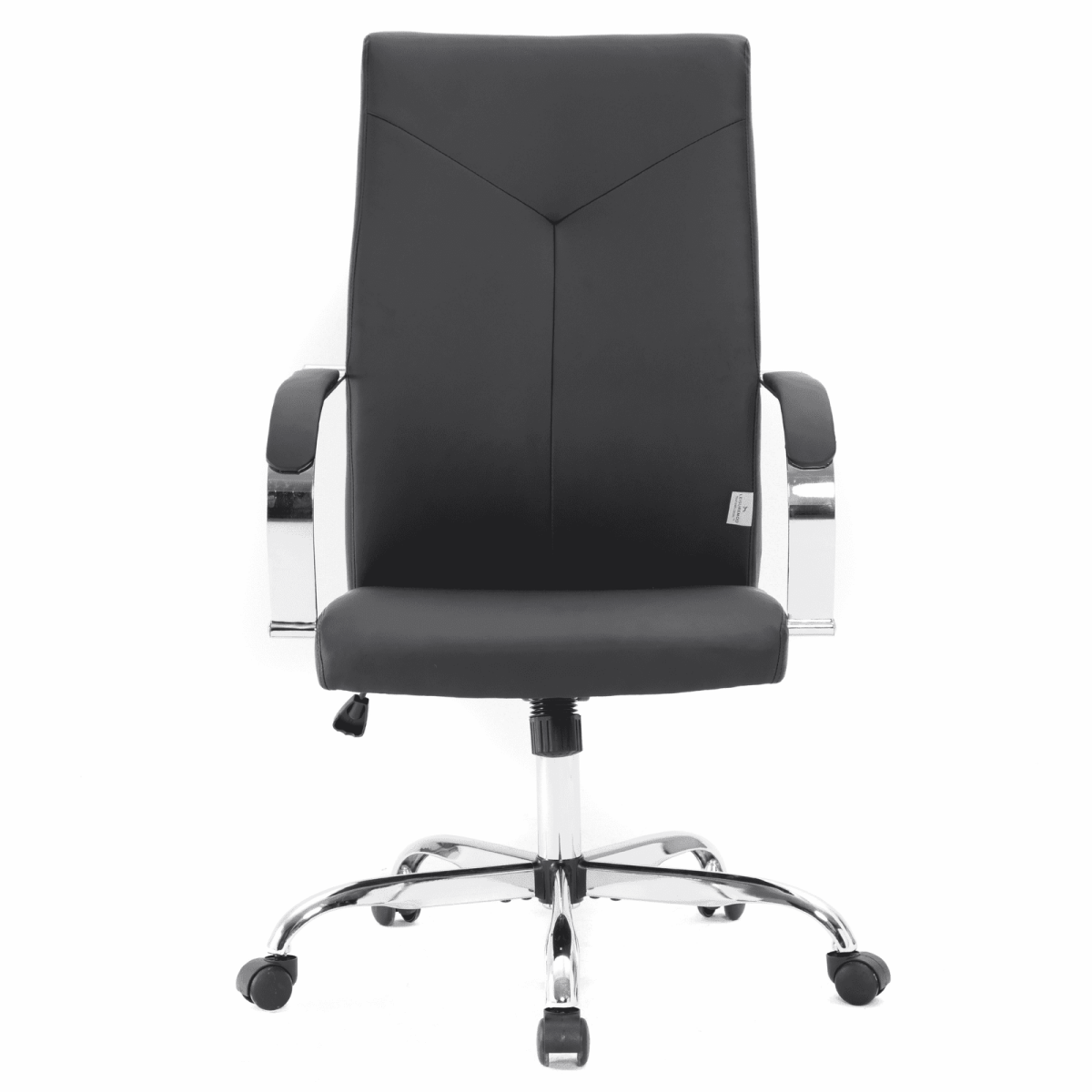 Sonora High-Back Leather Office Chair in Chrome Steel Base Black Office Chair Leisuremod