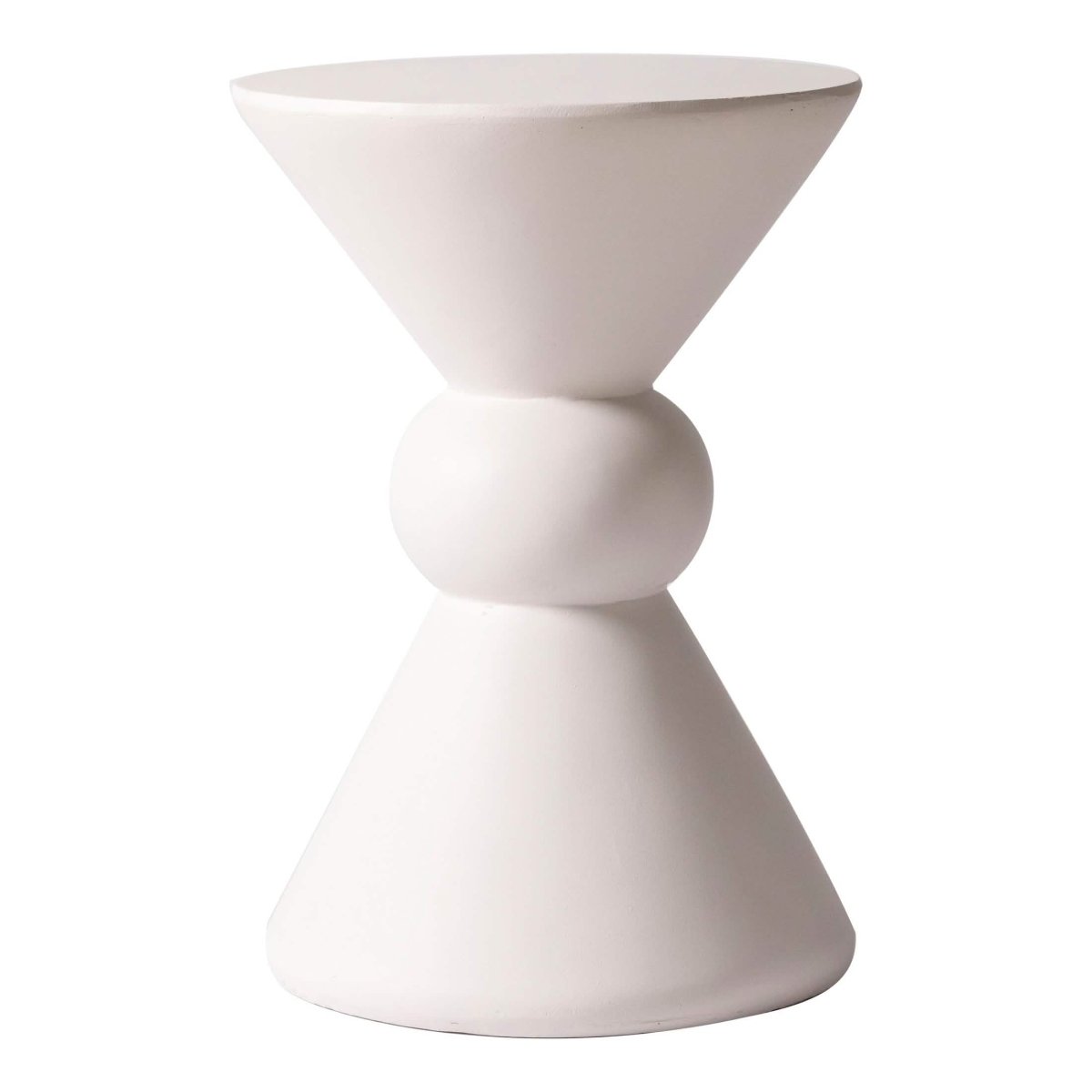 Echo Side Table with Weather-Resistant Fibersone Top Round Accent Table Cream Side Table LeisureMod