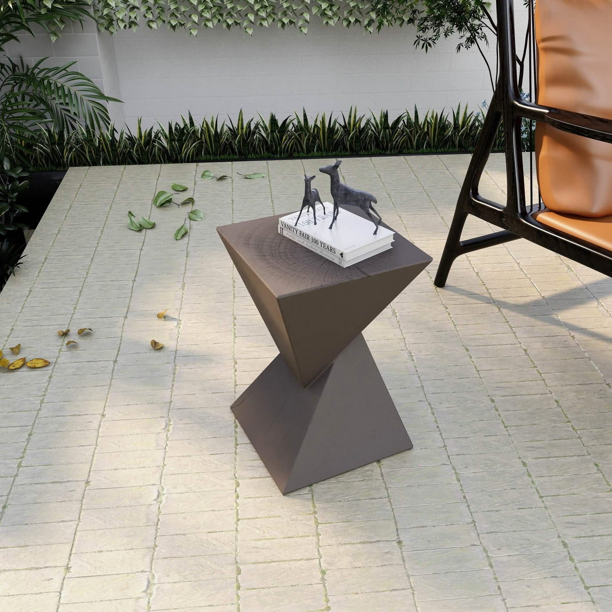 Glint Side Table in Fiberstone Square Accent Table Side Table LeisureMod