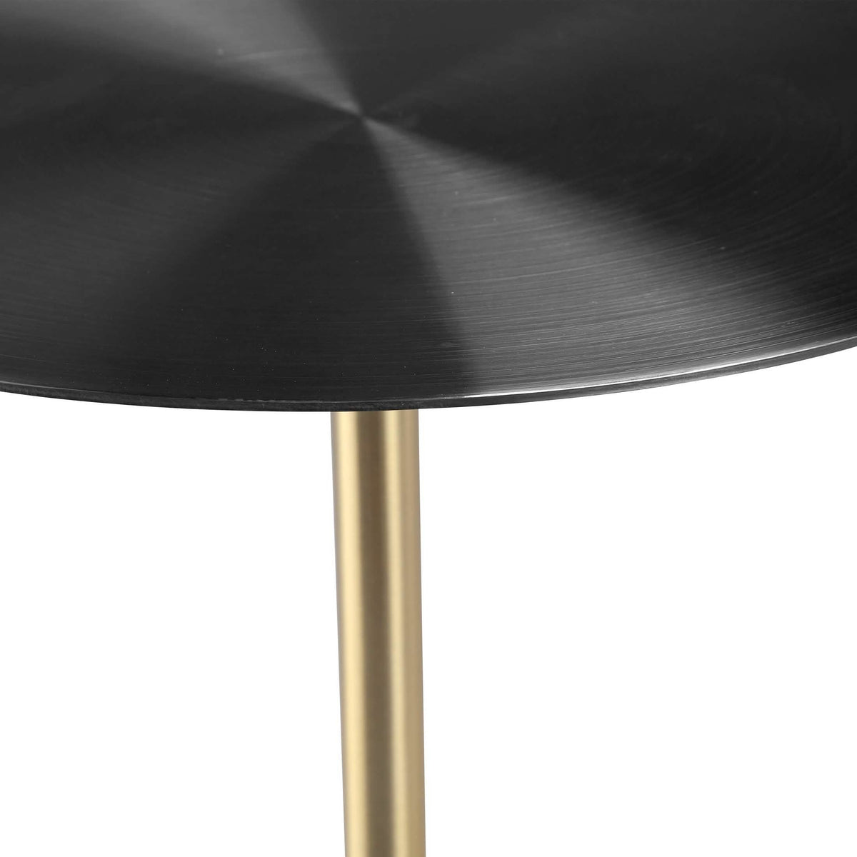 Malta Round Side Table Modern Accent End Table with Stainless Steel Pedestal Base Black Side Table LeisureMod