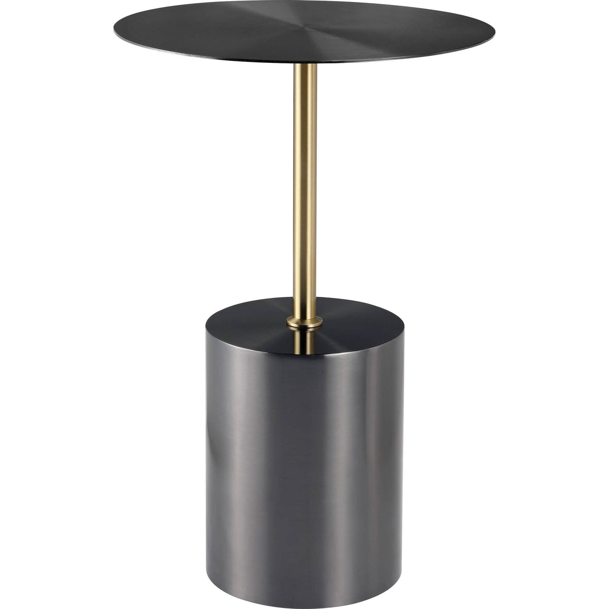 Malta Round Side Table Modern Accent End Table with Stainless Steel Pedestal Base Black Side Table LeisureMod