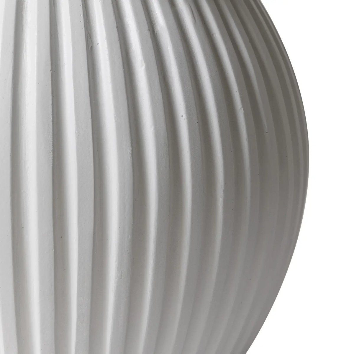 Mander Fiberstone Side Table with Ribbed Hourglass Design for Indoor and Outdoor White Side Table Leisuremod