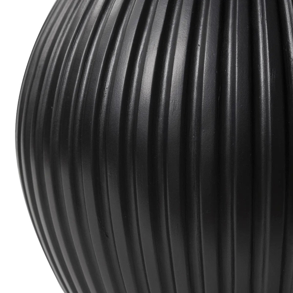 Mander Fiberstone Side Table with Ribbed Hourglass Design for Indoor and Outdoor Black Side Table Leisuremod