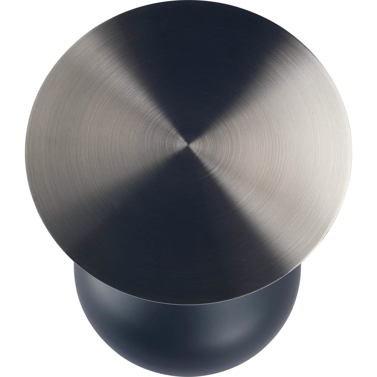 Savoy Wide Side Table with Stainless Steel Top Round Accent Table and Elegant Pedestal Base Black Matte Black Side Table LeisureMod