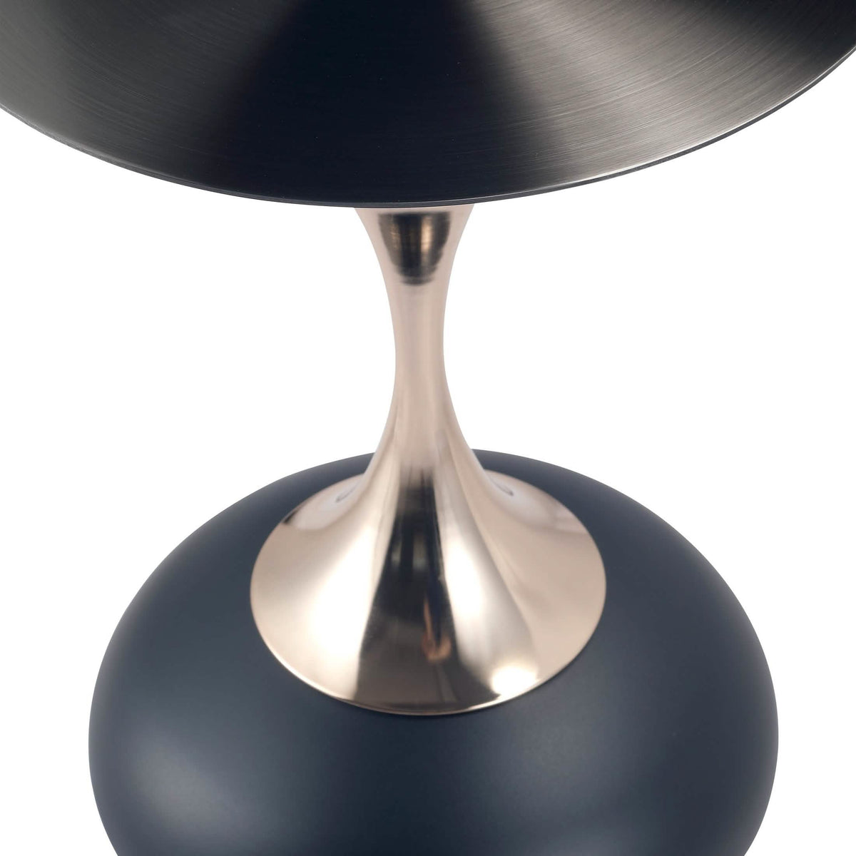 Savoy Wide Side Table with Stainless Steel Top Round Accent Table and Elegant Pedestal Base Black Matte Black Side Table LeisureMod