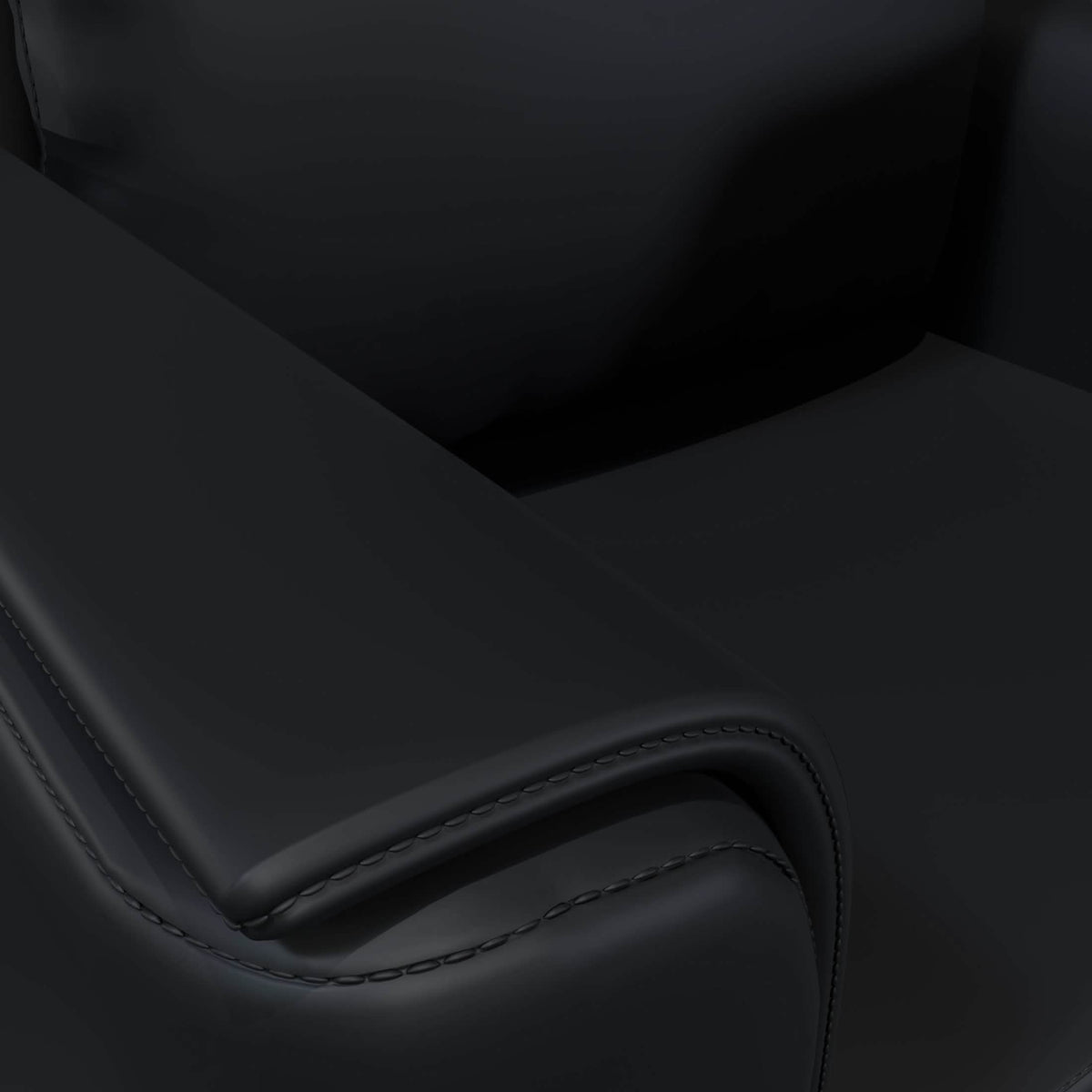 Rusk Leather Single-Seater Sofa with Stainless Steel Legs and Removable Cushions Black Sofa Leisuremod
