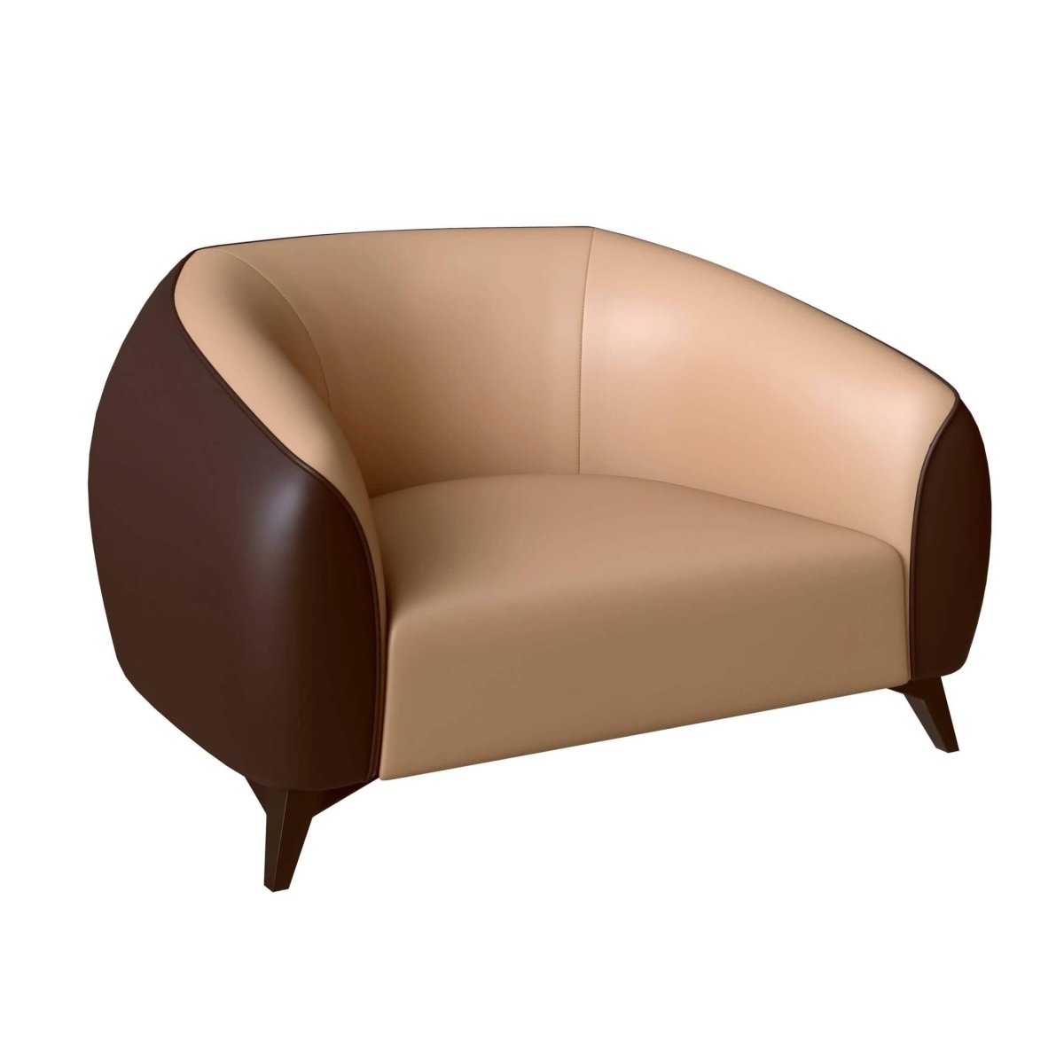 Opula Single-Seater Leather Sofa Accent Armchair with Stainless Steel Legs Brown Sofa Leisuremod