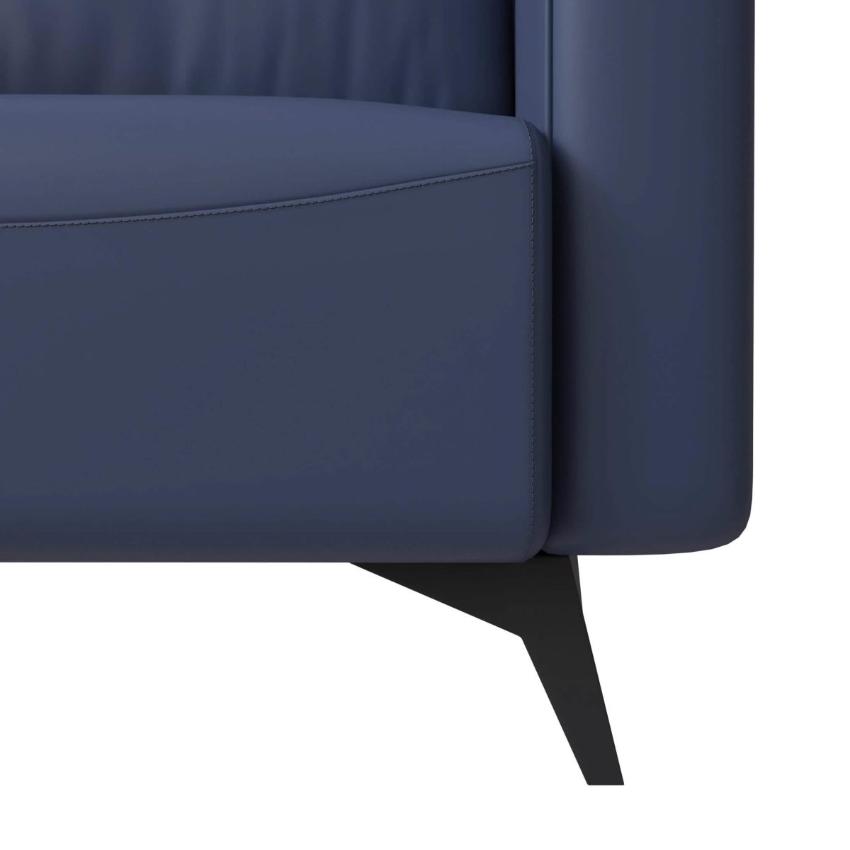 Inno Single-Seater Leather Sofa with Stainless Steel Legs and Removable Cushions Dark Blue Sofa Leisuremod