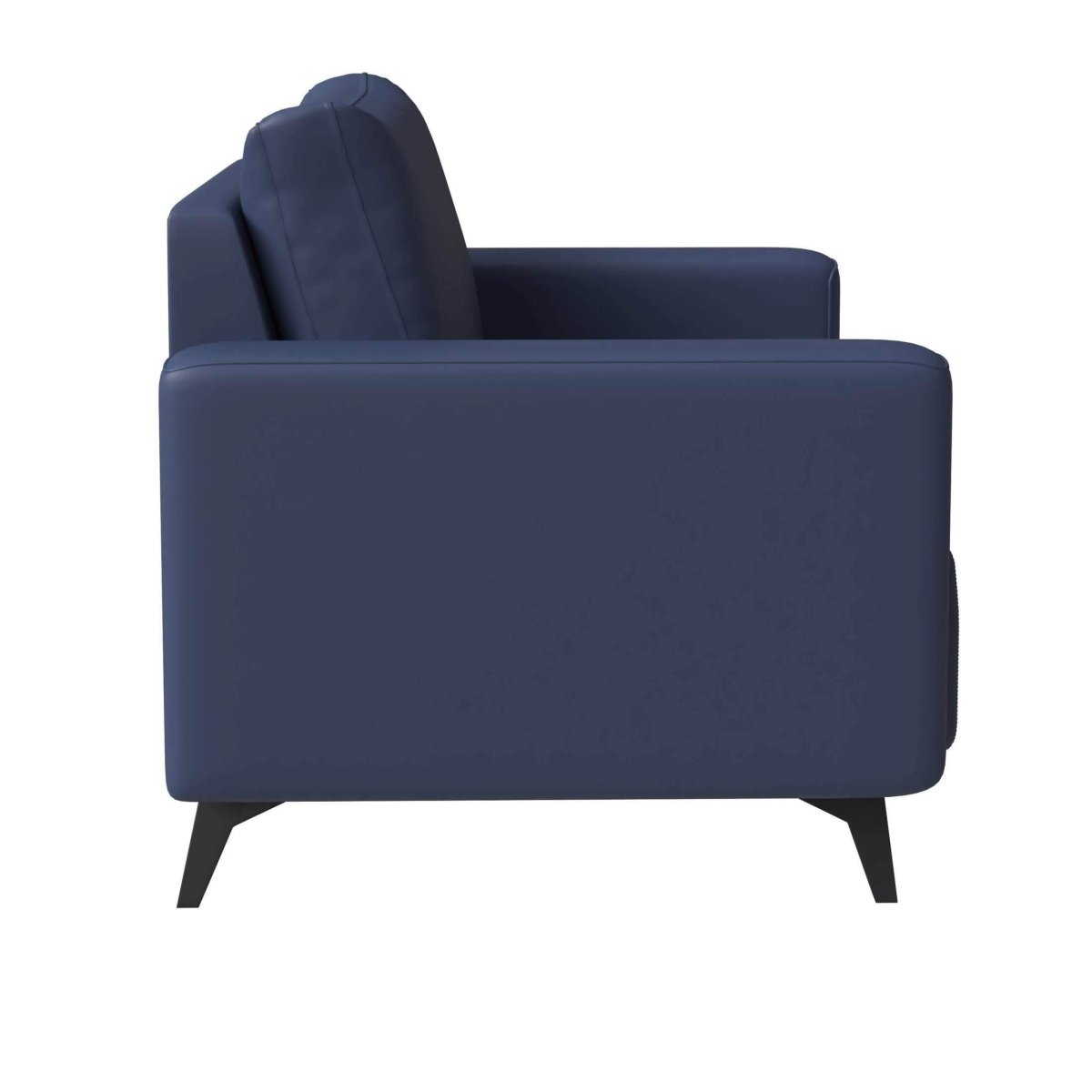 Inno Single-Seater Leather Sofa with Stainless Steel Legs and Removable Cushions Dark Blue Sofa Leisuremod