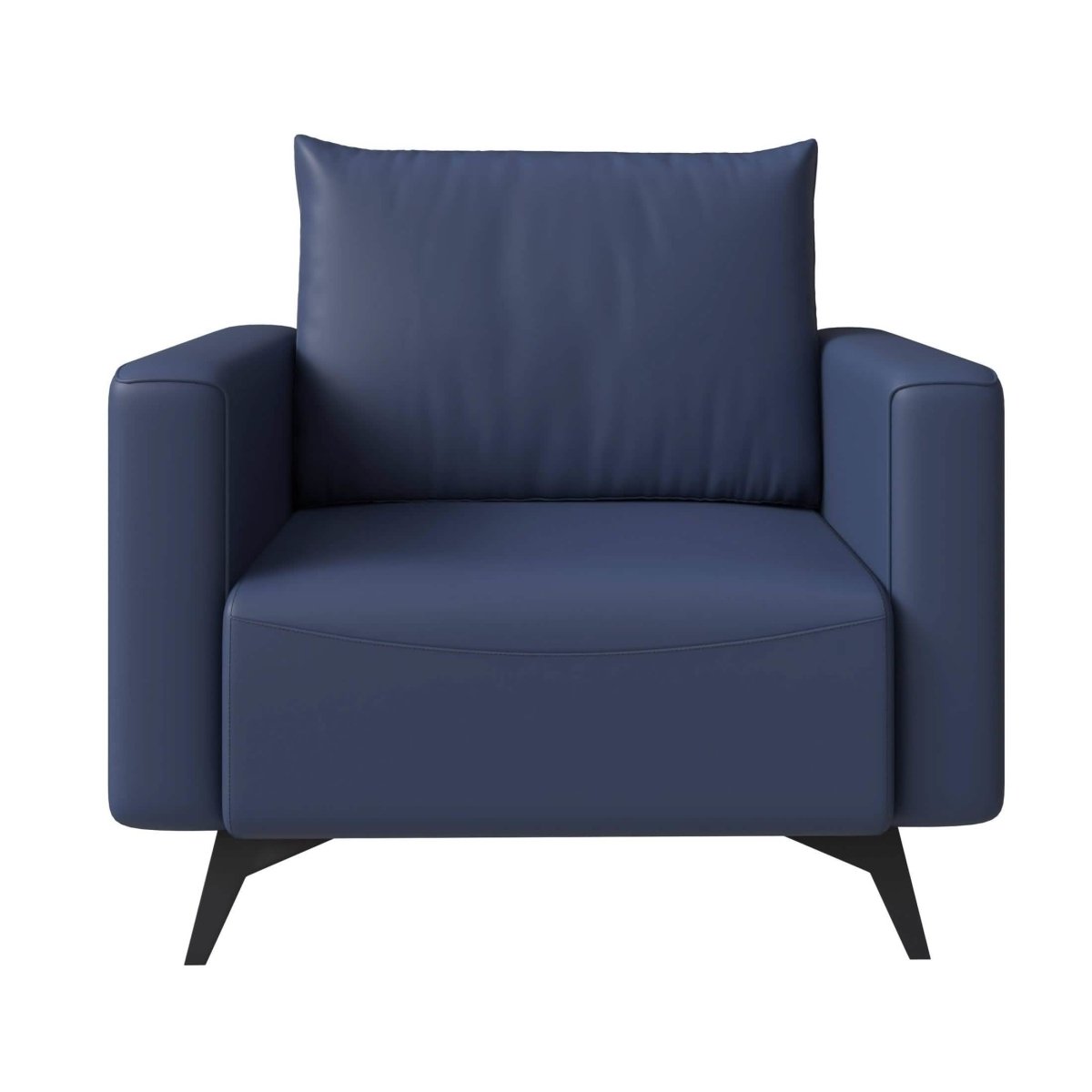 Inno Single-Seater Leather Sofa with Stainless Steel Legs and Removable Cushions Dark Blue Sofa Leisuremod