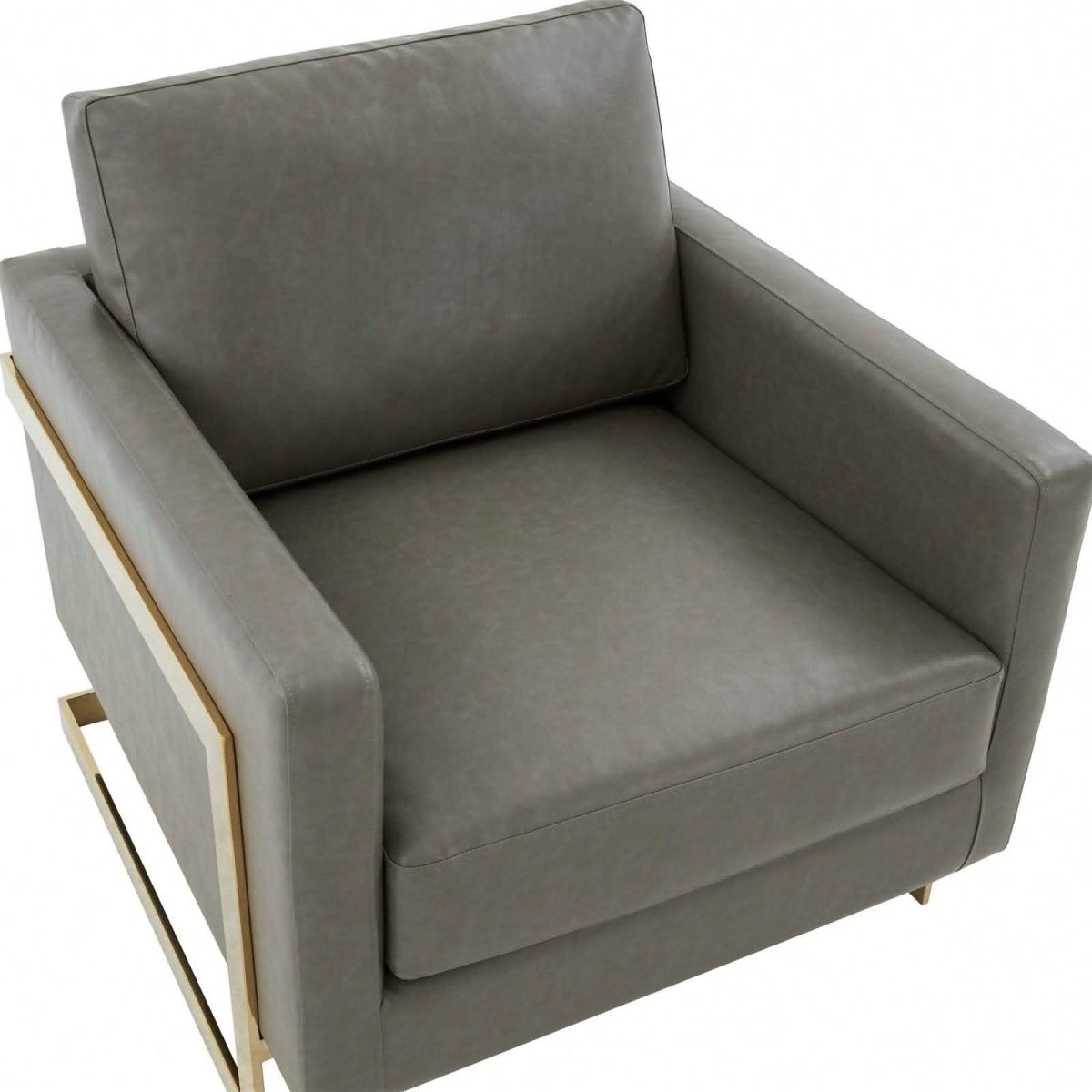 Lincoln Modern Upholstered in Fabric Single Seater Sofa With Gold/Black/White Metal Frame Leather Gold Grey Sofa Leisuremod