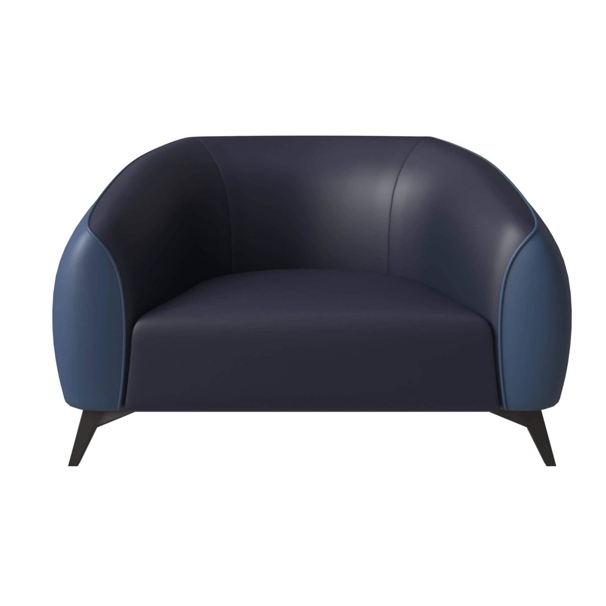 Opula Single-Seater Leather Sofa Accent Armchair with Stainless Steel Legs Blue Sofa Leisuremod