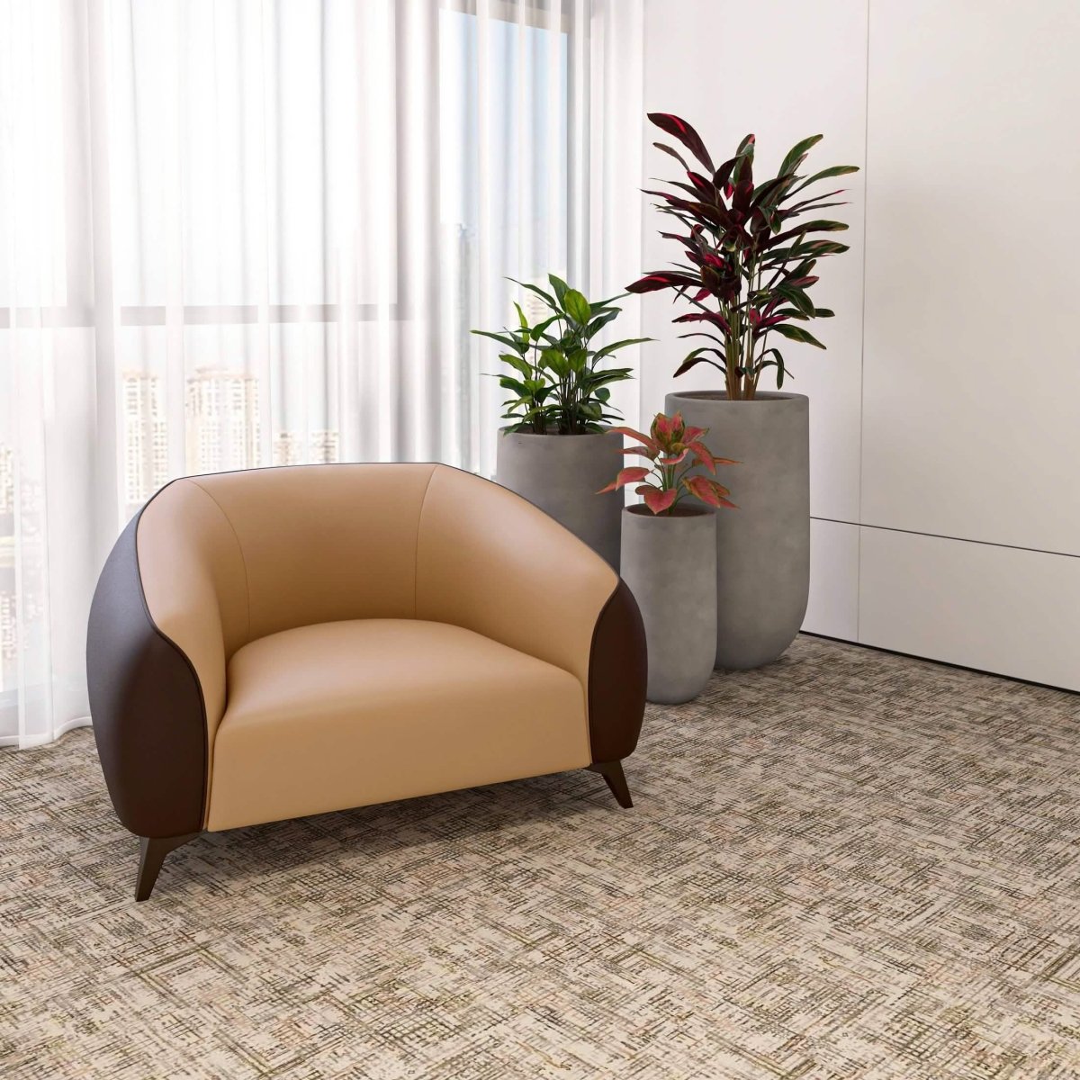 Opula Single-Seater Leather Sofa Accent Armchair with Stainless Steel Legs Brown Sofa Leisuremod