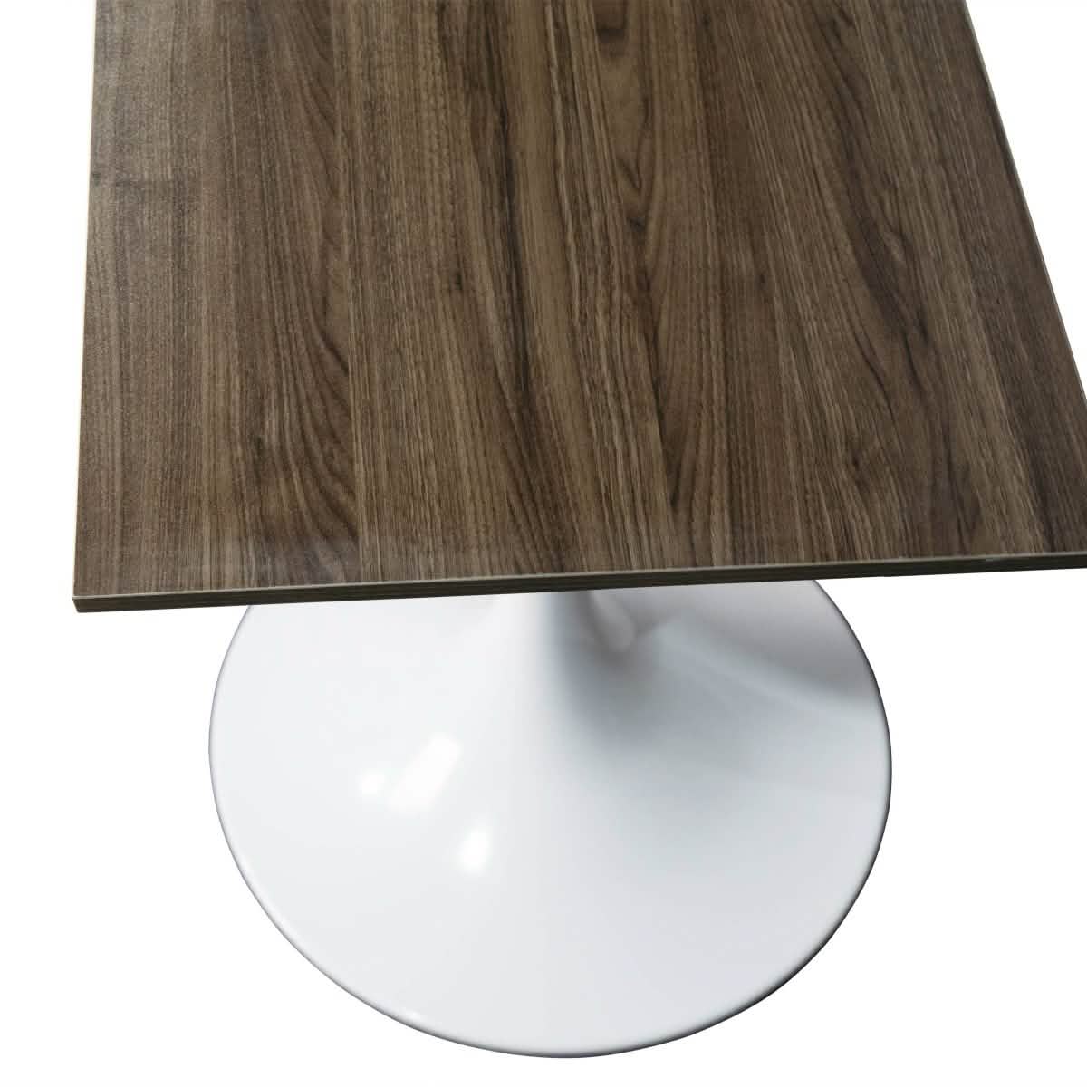 Verve Collection 24"Square Dining Table, Black/White/Brushed Gold Base with MDF Top 27 Inch White Dark Maple Wood Dining Table Leisuremod