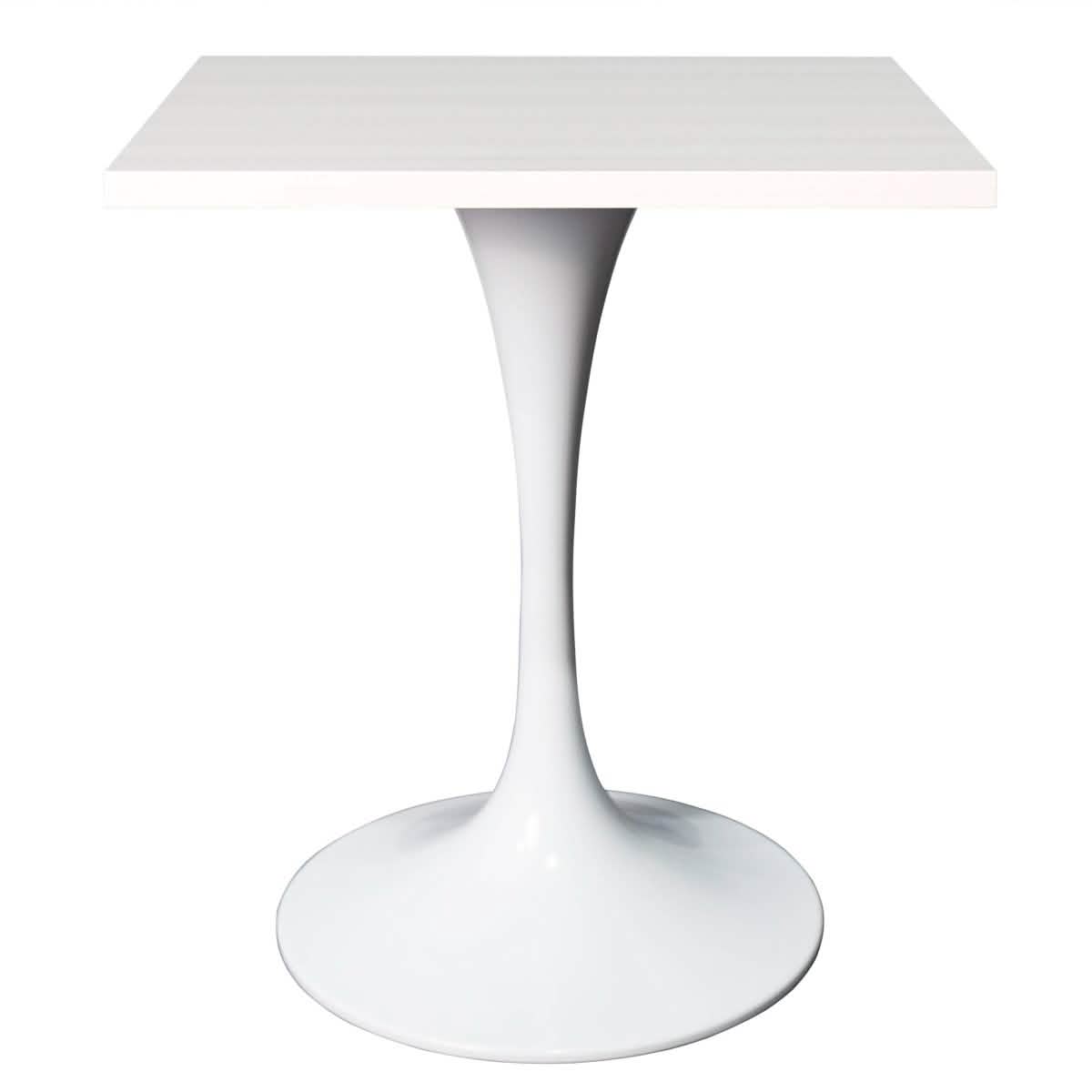 Verve Collection 24"Square Dining Table, Black/White/Brushed Gold Base with MDF Top 27 Inch White Light Natural Wood Dining Table Leisuremod