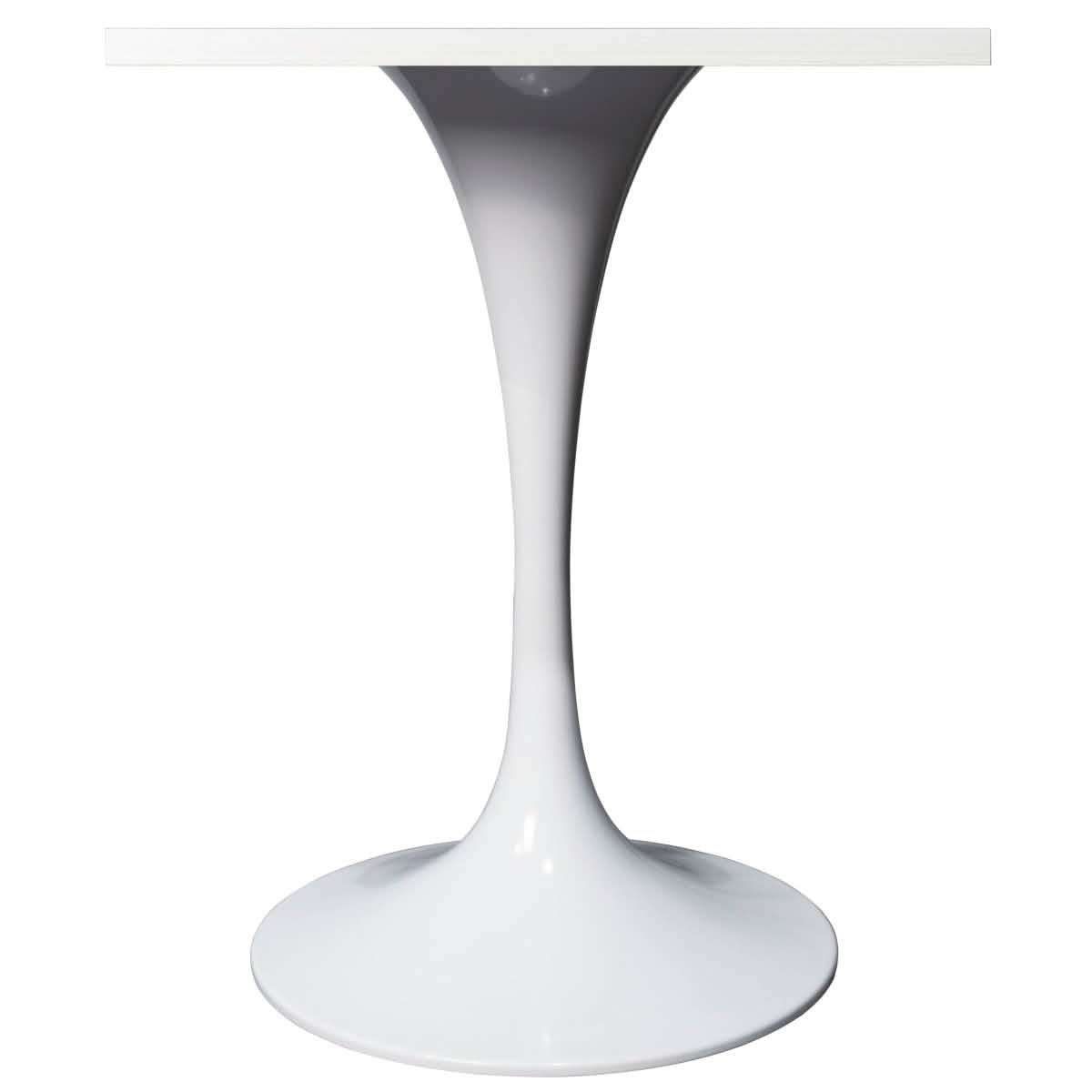 Verve Collection 24"Square Dining Table, Black/White/Brushed Gold Base with MDF Top 27 Inch White Light Natural Wood Dining Table Leisuremod