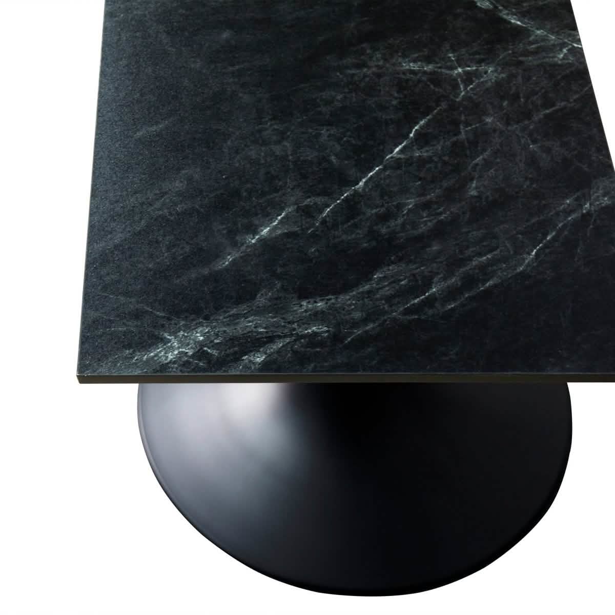 Verve Collection 24"Square Dining Table, Black/White/Brushed Gold Base with MDF Top 27 Inch Black Black Wood Dining Table Leisuremod