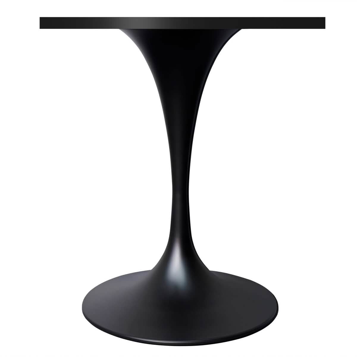 Verve Collection 24"Square Dining Table, Black/White/Brushed Gold Base with MDF Top 27 Inch Black Black Wood Dining Table Leisuremod