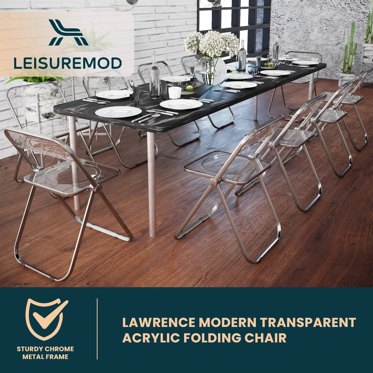 Lawrence Acrylic Folding Chair With Metal Frame - Elax Furniture