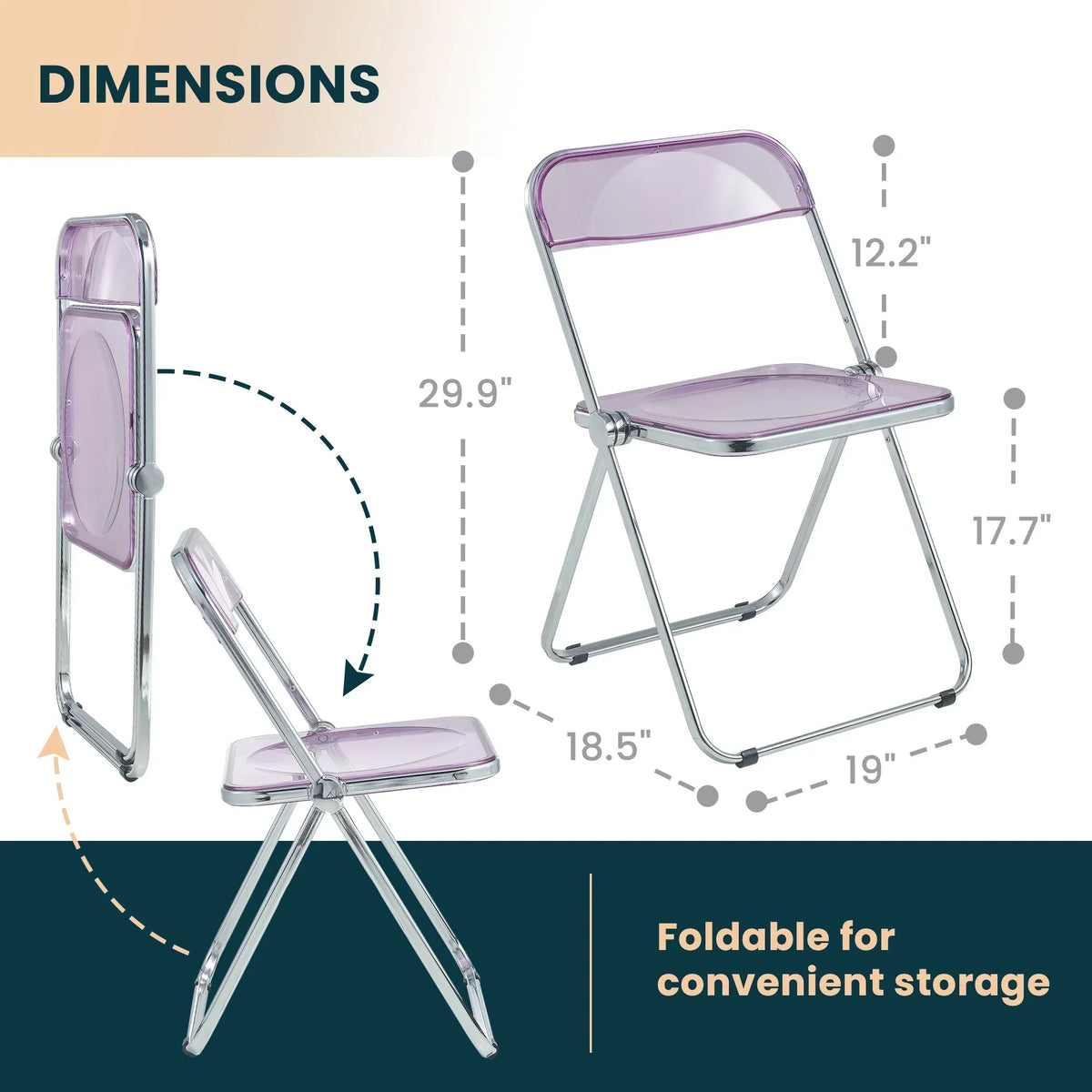 Lawrence Acrylic Folding Chair With Metal Frame - Elax Furniture