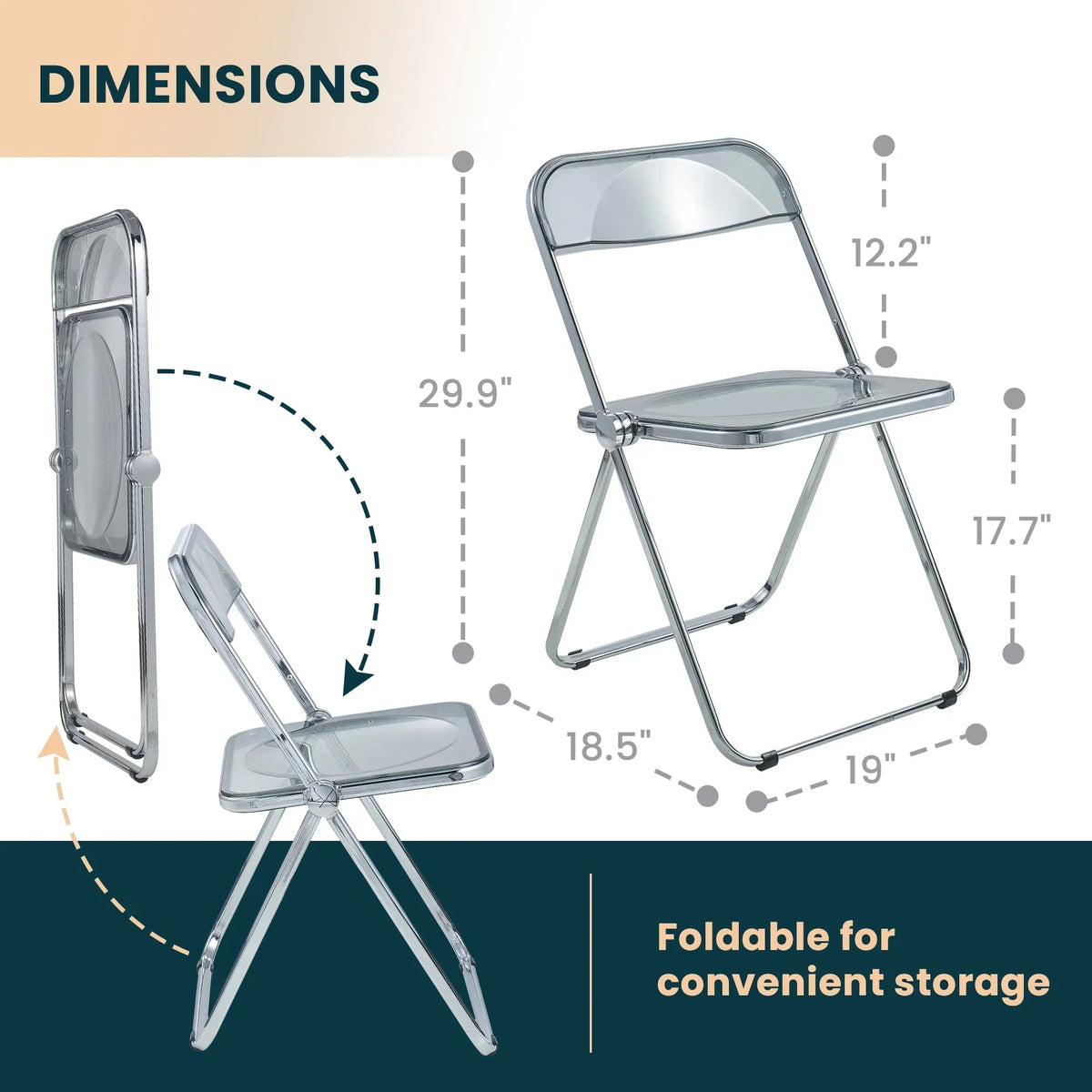 Lawrence Acrylic Folding Chair With Metal Frame - Elax Furniture