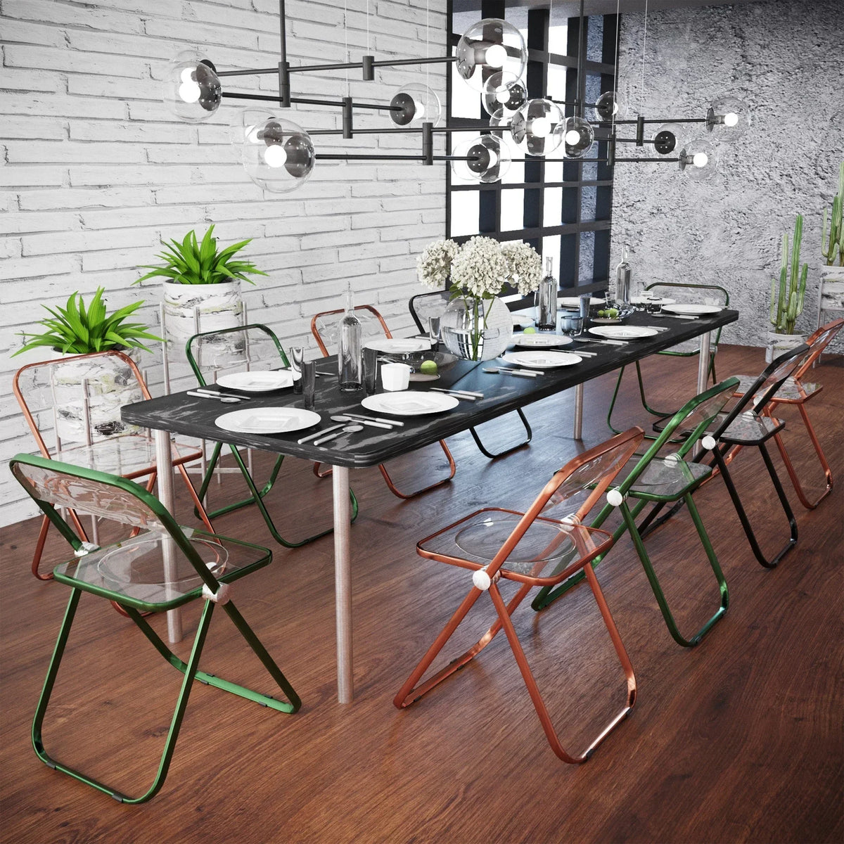 Lawrence Acrylic Folding Chair With Metal Frame - Elax Furniture