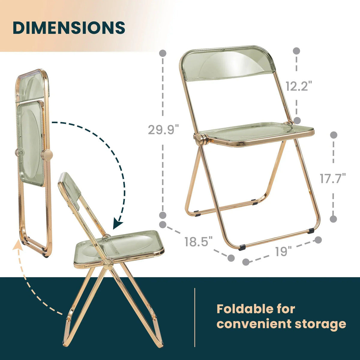 Lawrence Acrylic Folding Chair With Metal Frame - Elax Furniture