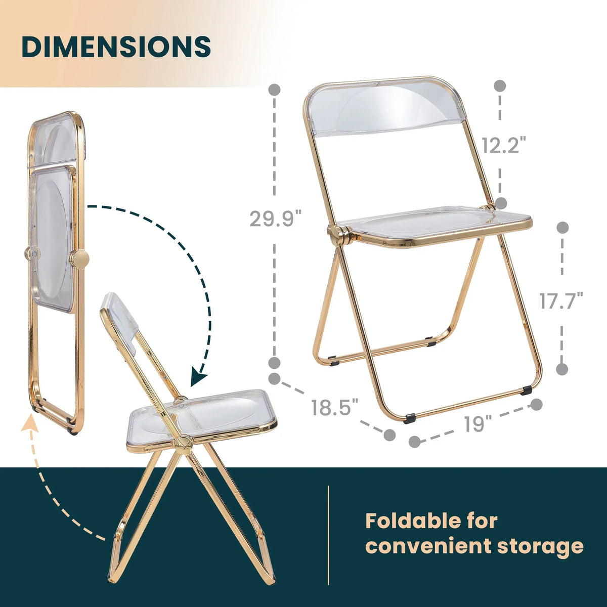 Lawrence Acrylic Folding Chair With Metal Frame - Elax Furniture