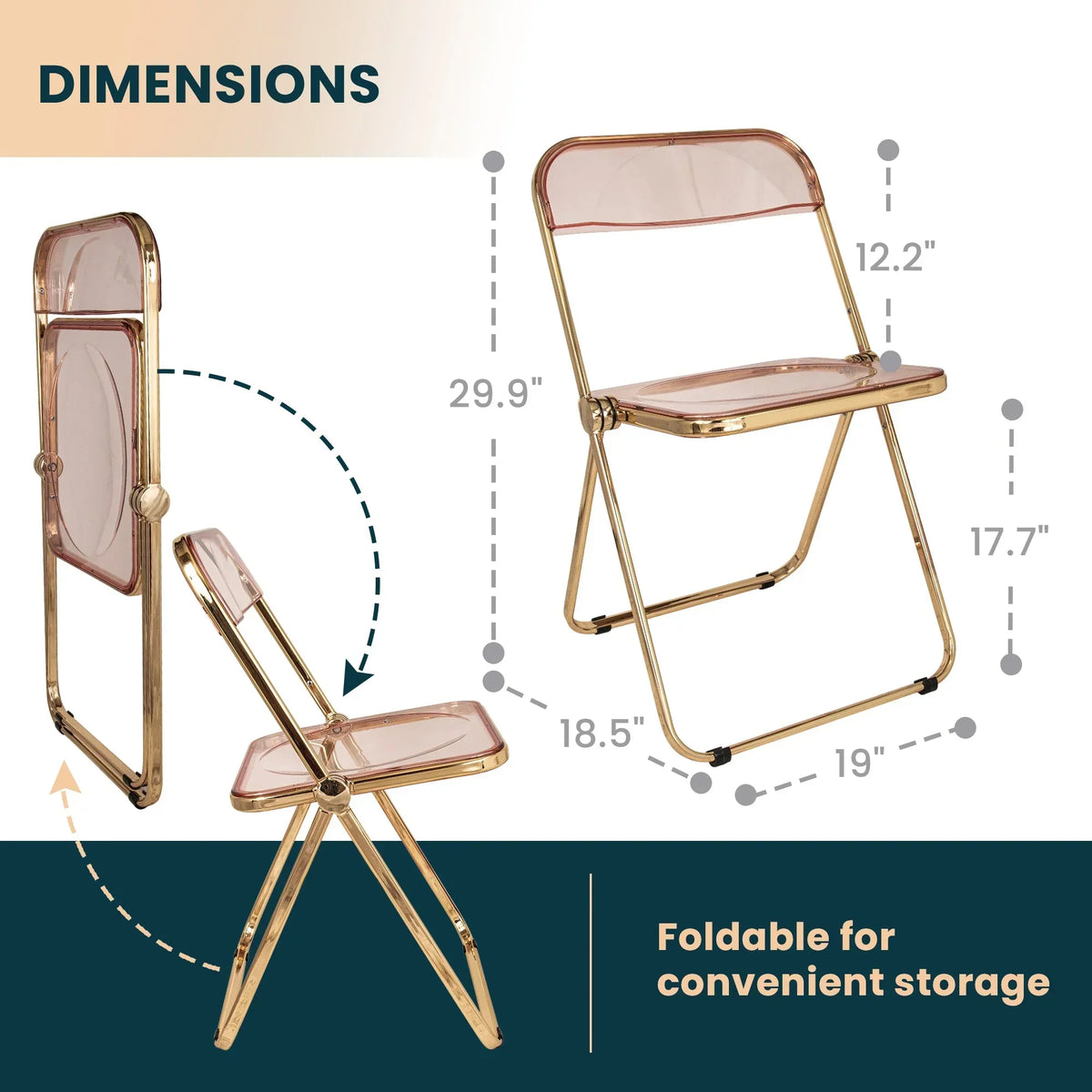 Lawrence Acrylic Folding Chair With Metal Frame - Elax Furniture