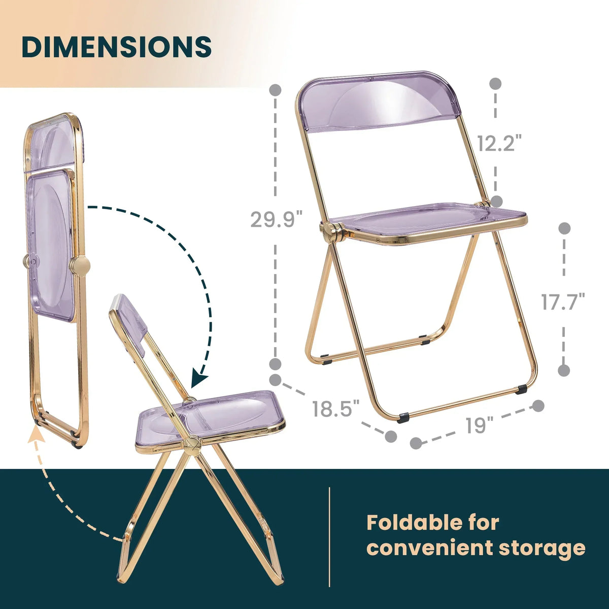 Lawrence Acrylic Folding Chair With Metal Frame - Elax Furniture