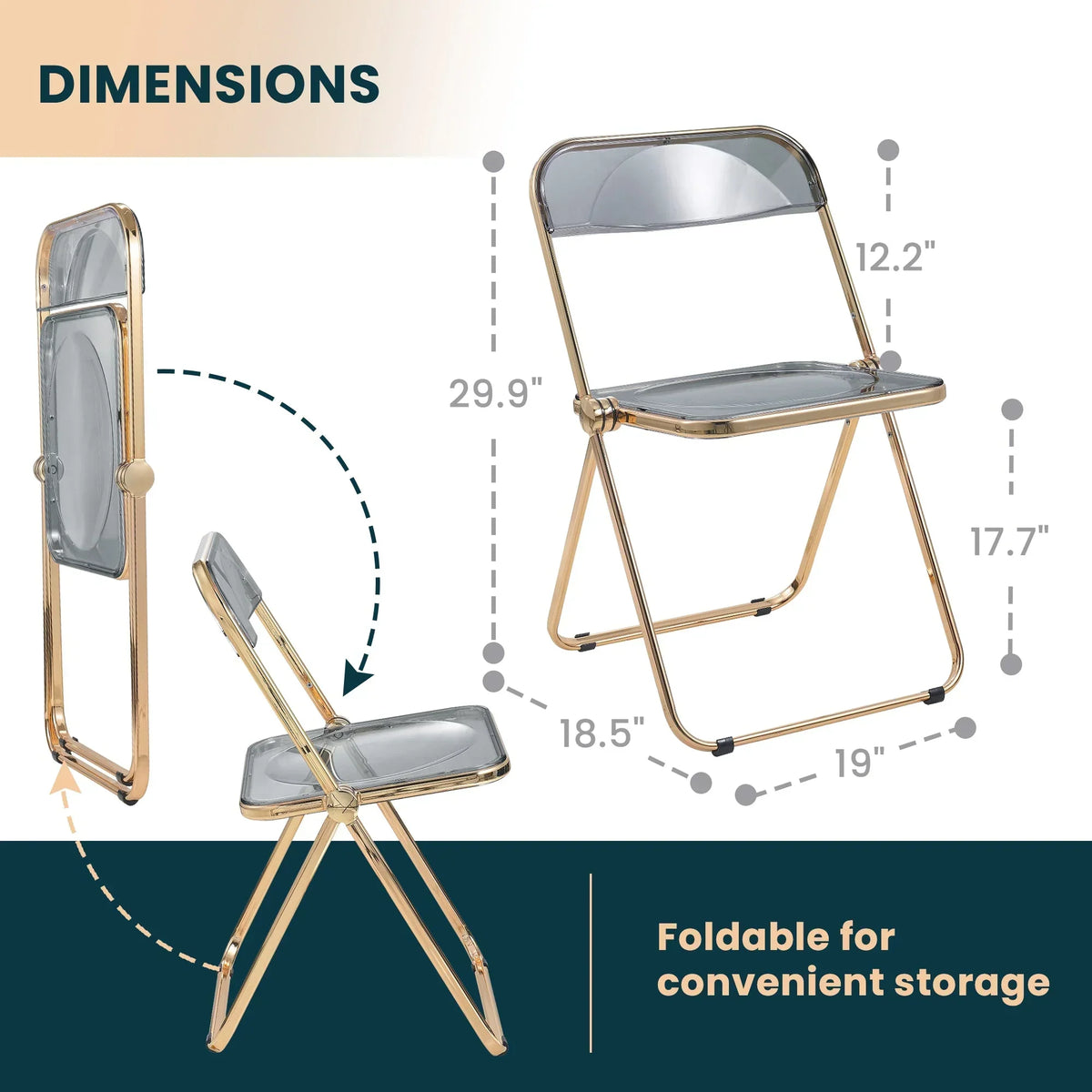 Lawrence Acrylic Folding Chair With Metal Frame - Elax Furniture
