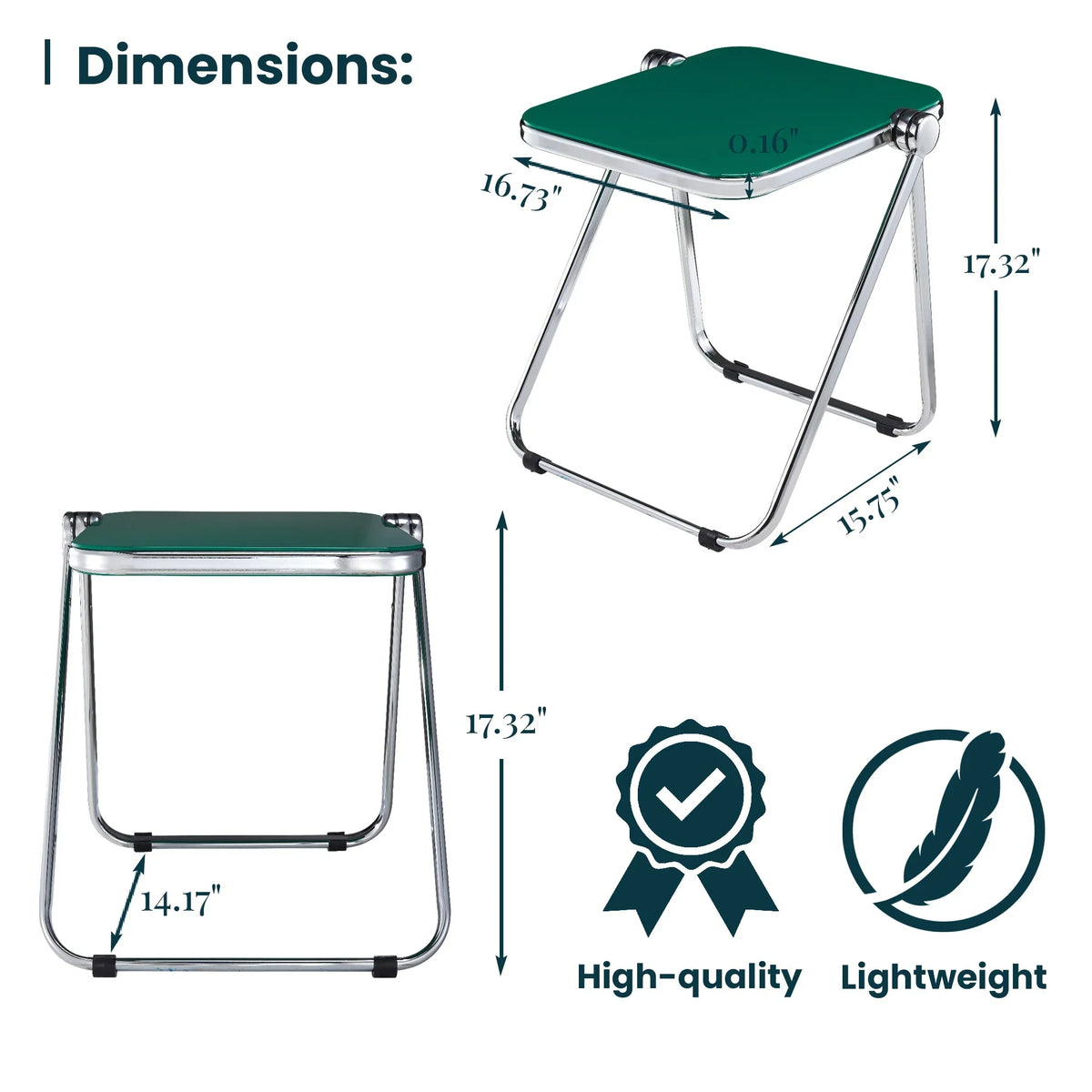 Lawrence Square Folding Side Table with Plastic Tabletop in Chrome Aluminum Frame - Elax Furniture