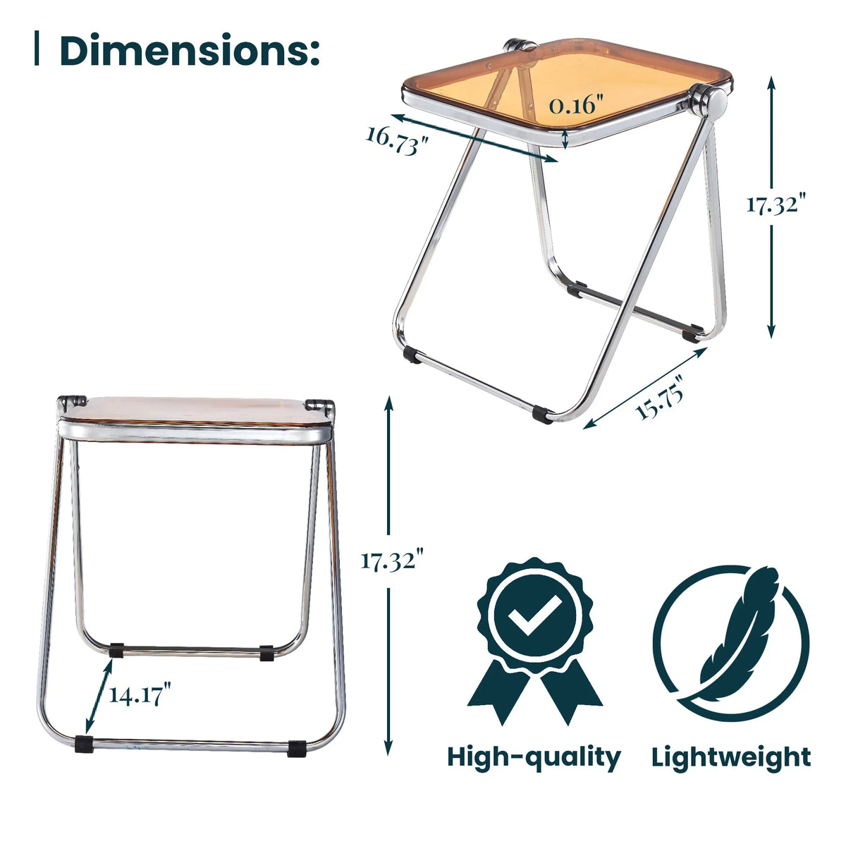 Lawrence Square Folding Side Table with Plastic Tabletop in Chrome Aluminum Frame - Elax Furniture