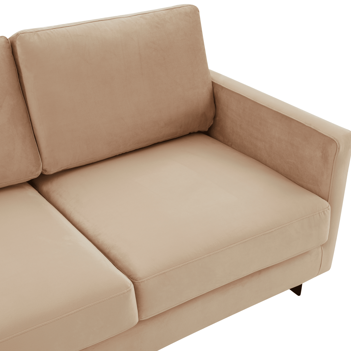 Lincoln 3-Seater Sofa Upholstered in Velvet/Leather with Black/Silver/Gold Steel Base Velvet Black Beige Sofa LeisureMod