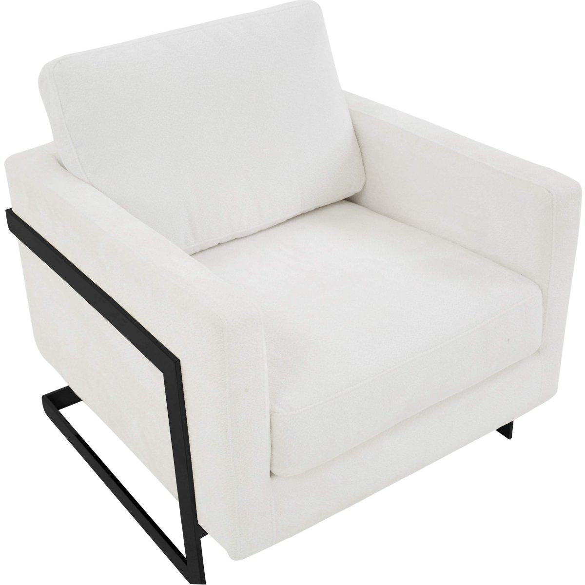 Lincoln Modern Upholstered in Fabric Single Seater Sofa With Gold/Black/White Metal Frame Boucle Black White Sofa Leisuremod