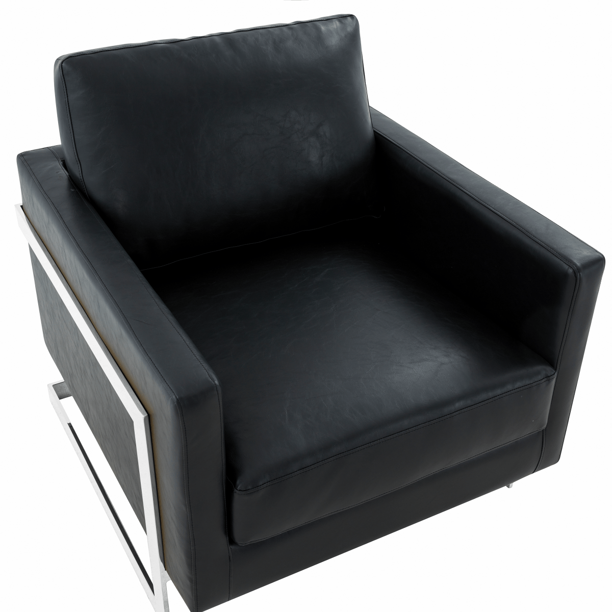 Lincoln Modern Upholstered in Fabric Single Seater Sofa With Gold/Black/White Metal Frame Leather Silver Black Sofa Leisuremod