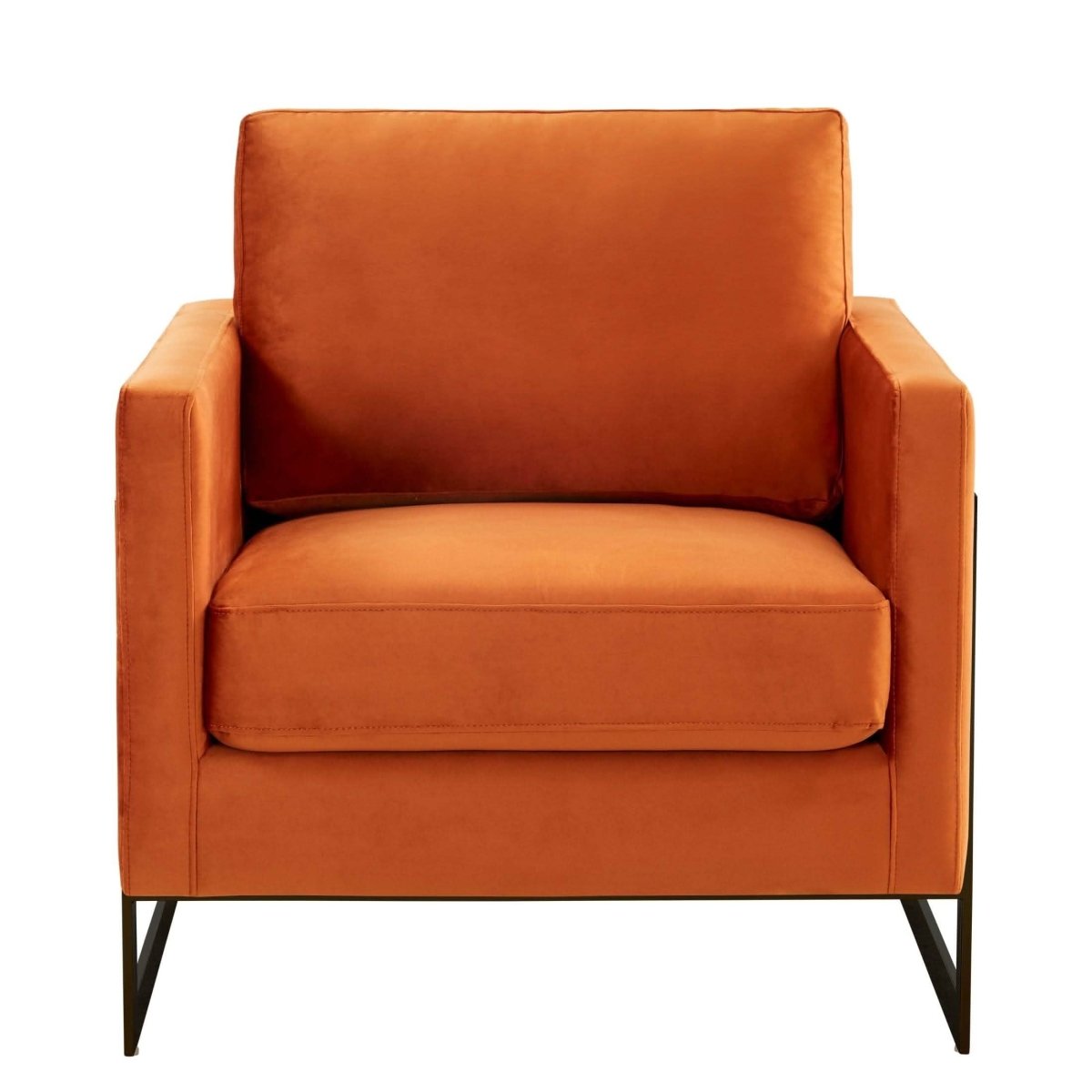Lincoln Modern Upholstered in Fabric Single Seater Sofa With Gold/Black/White Metal Frame Velvet Gold Light Grey Sofa Leisuremod