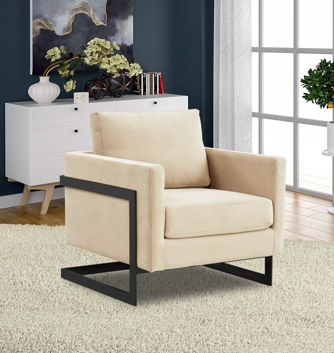 Lincoln Modern Upholstered in Fabric Single Seater Sofa With Gold/Black/White Metal Frame Velvet Gold Light Grey Sofa Leisuremod