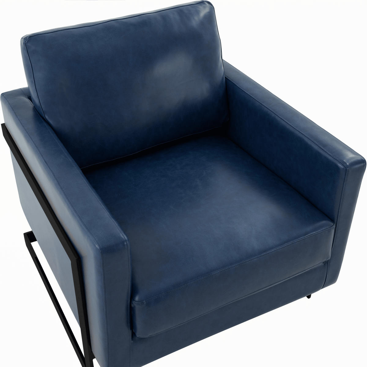 Lincoln Modern Upholstered in Fabric Single Seater Sofa With Gold/Black/White Metal Frame Leather Black Blue Sofa Leisuremod