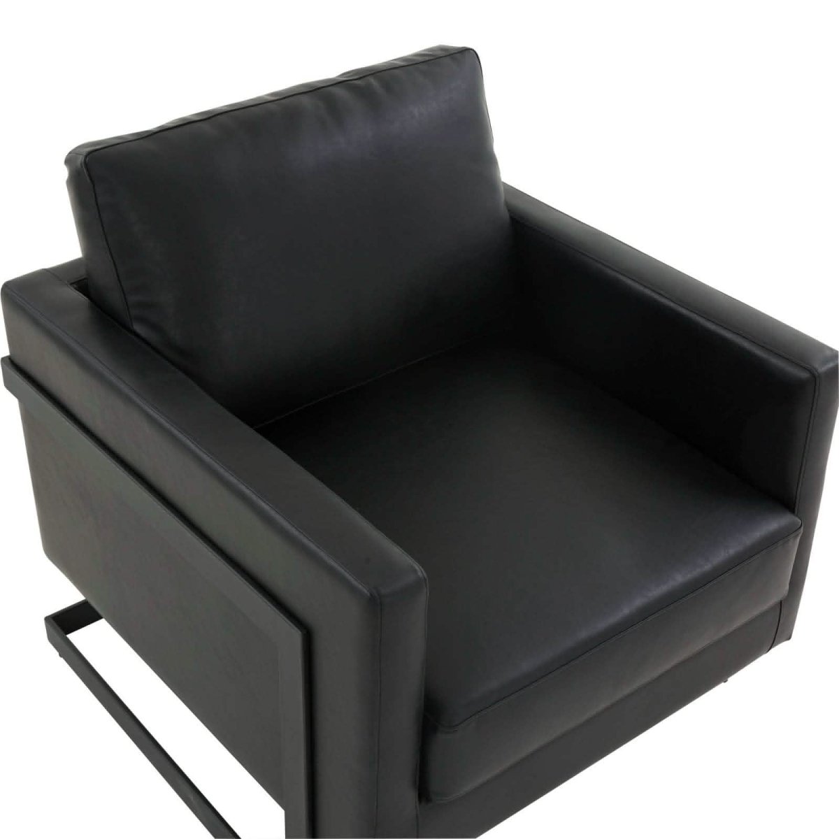 Lincoln Modern Upholstered in Fabric Single Seater Sofa With Gold/Black/White Metal Frame Leather Black Black Sofa Leisuremod